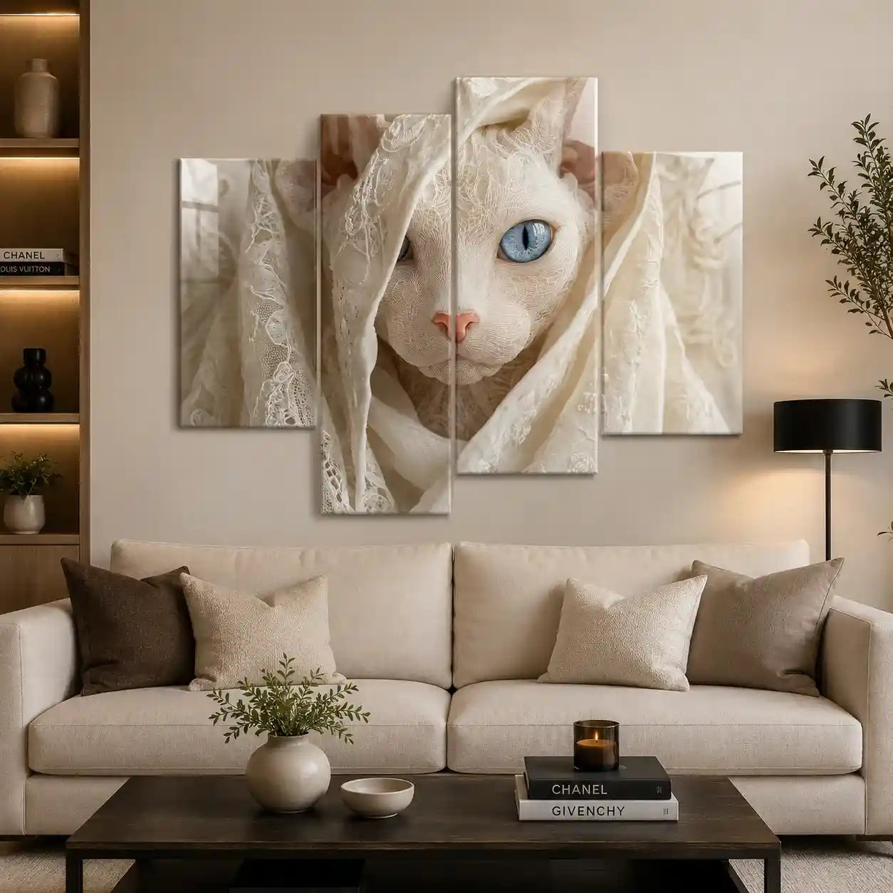 Cuadro de Metacrilato Gato Blanco | Decoración Elegante