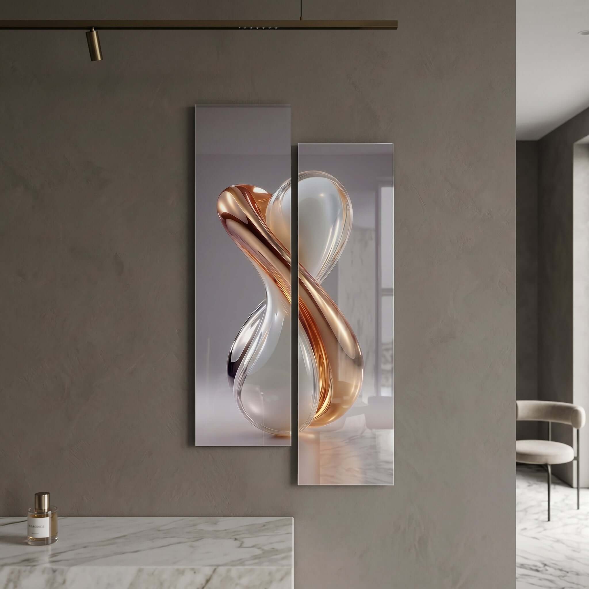 Cuadro Díptico Abstracto Metálico | Decoración Moderna