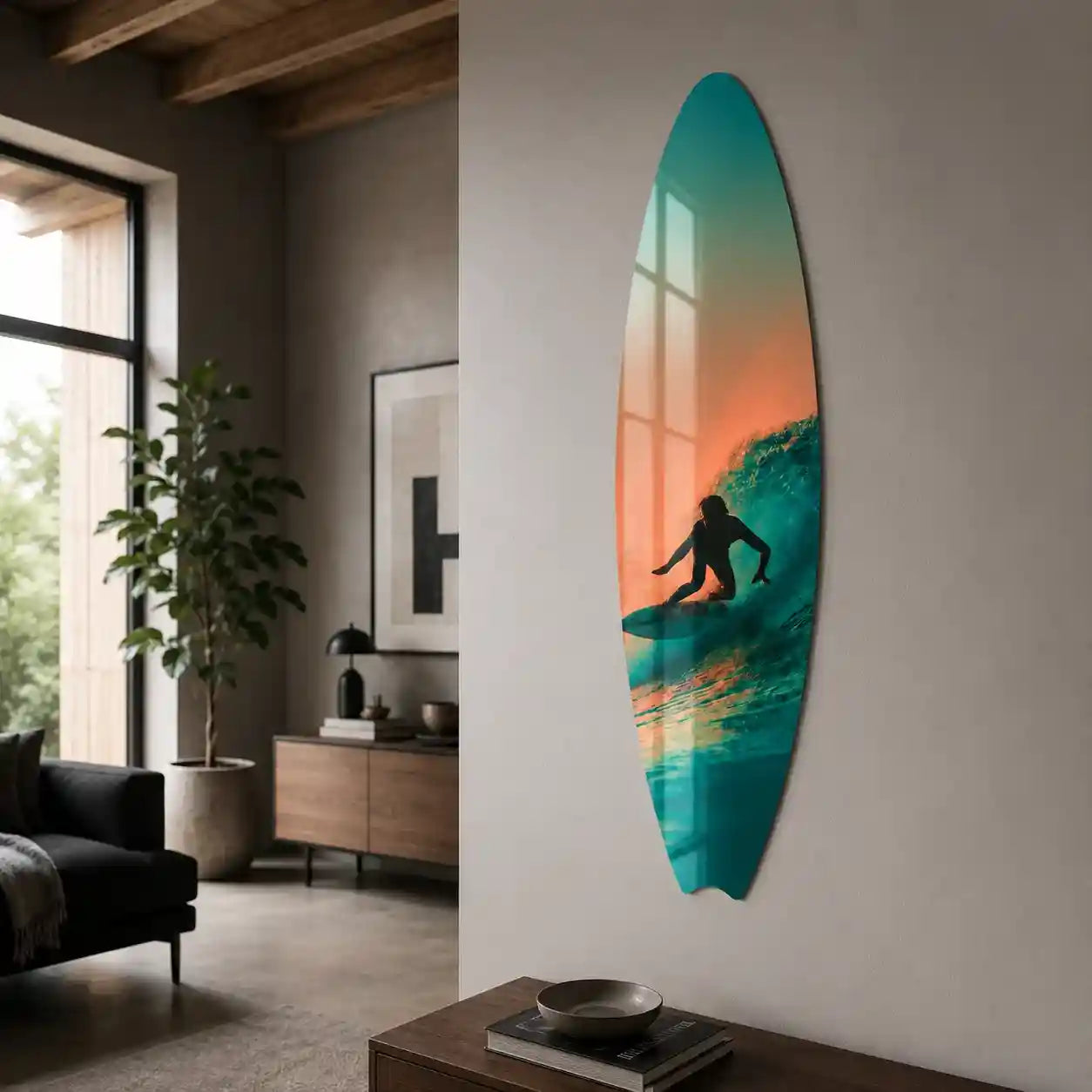 Cuadro Vertical Tabla Surf | Ola Turquesa