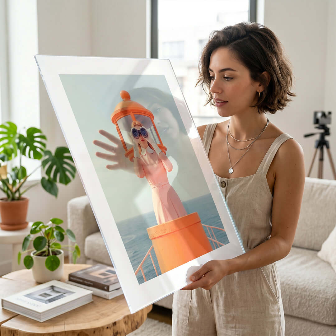 Cuadro Póster Mujer con Binoculares | Decoración Costera