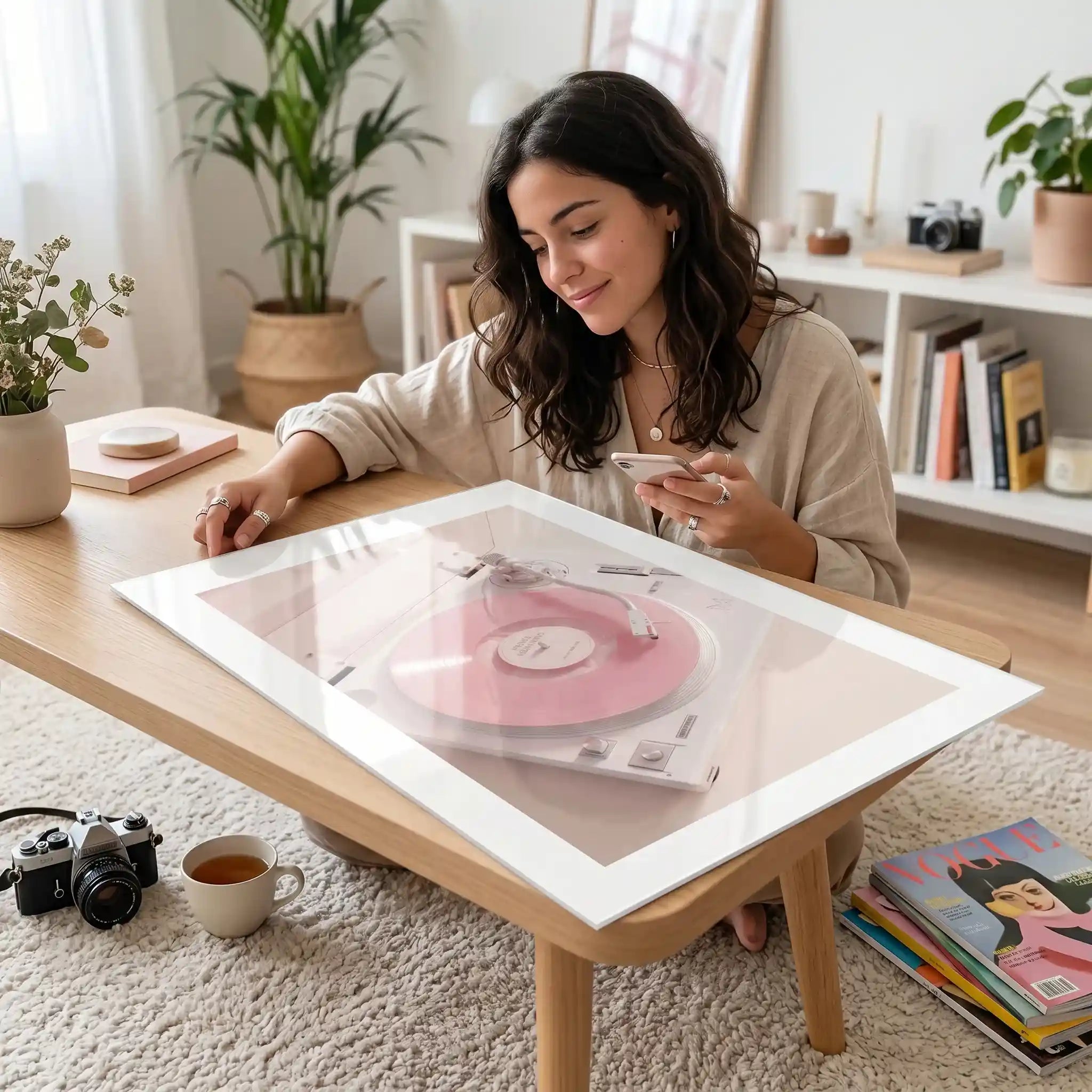 Cuadro Póster Pastel Vinyl | Tocadiscos Rosa