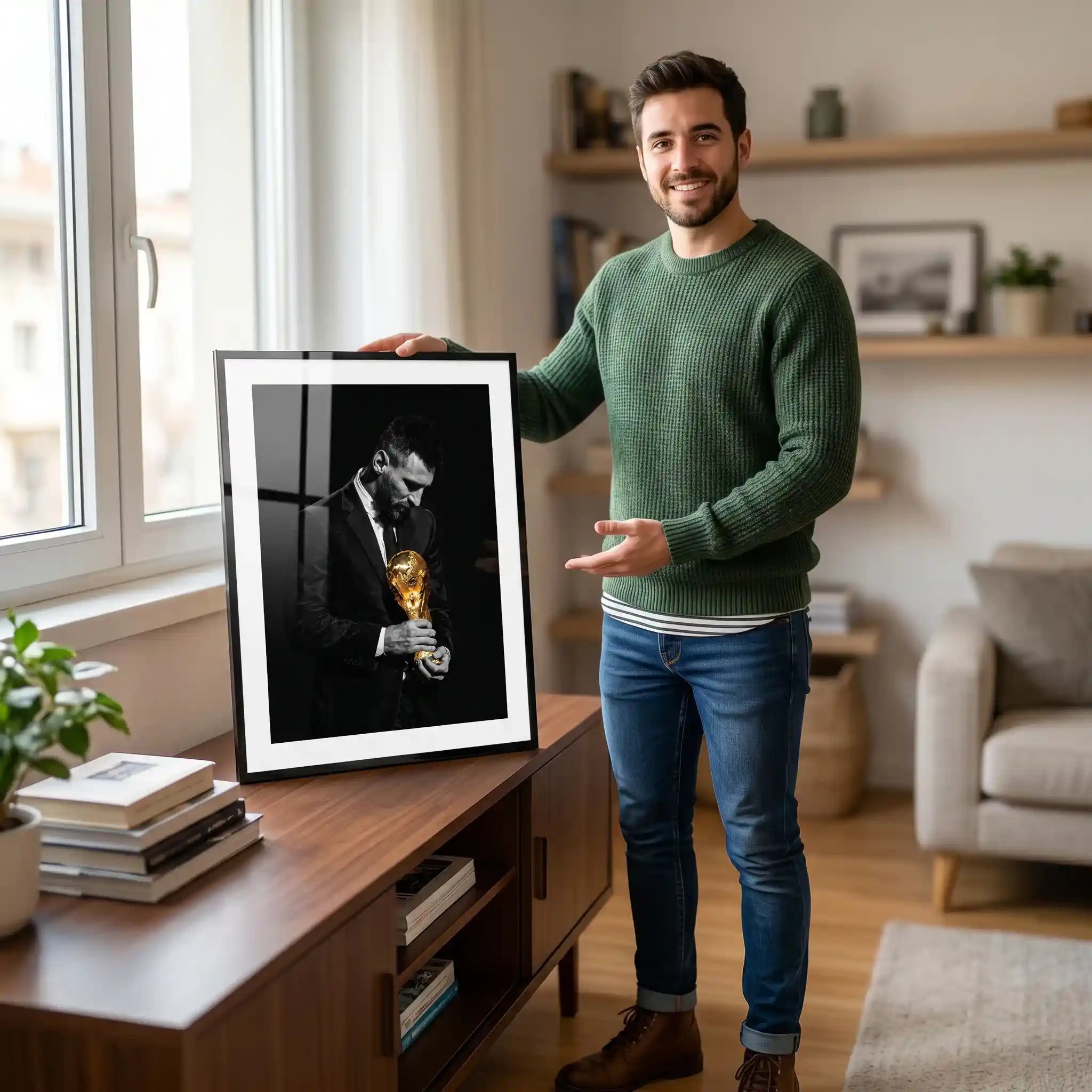 Cuadro Póster Lionel Messi Balón de Oro | Decoración de Fútbol