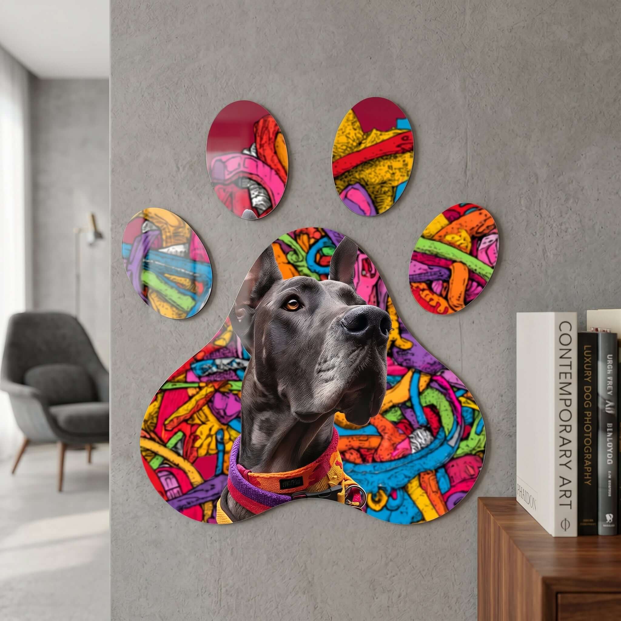 Cuadro Huella de Perro Multicolor | Decoración Urbana