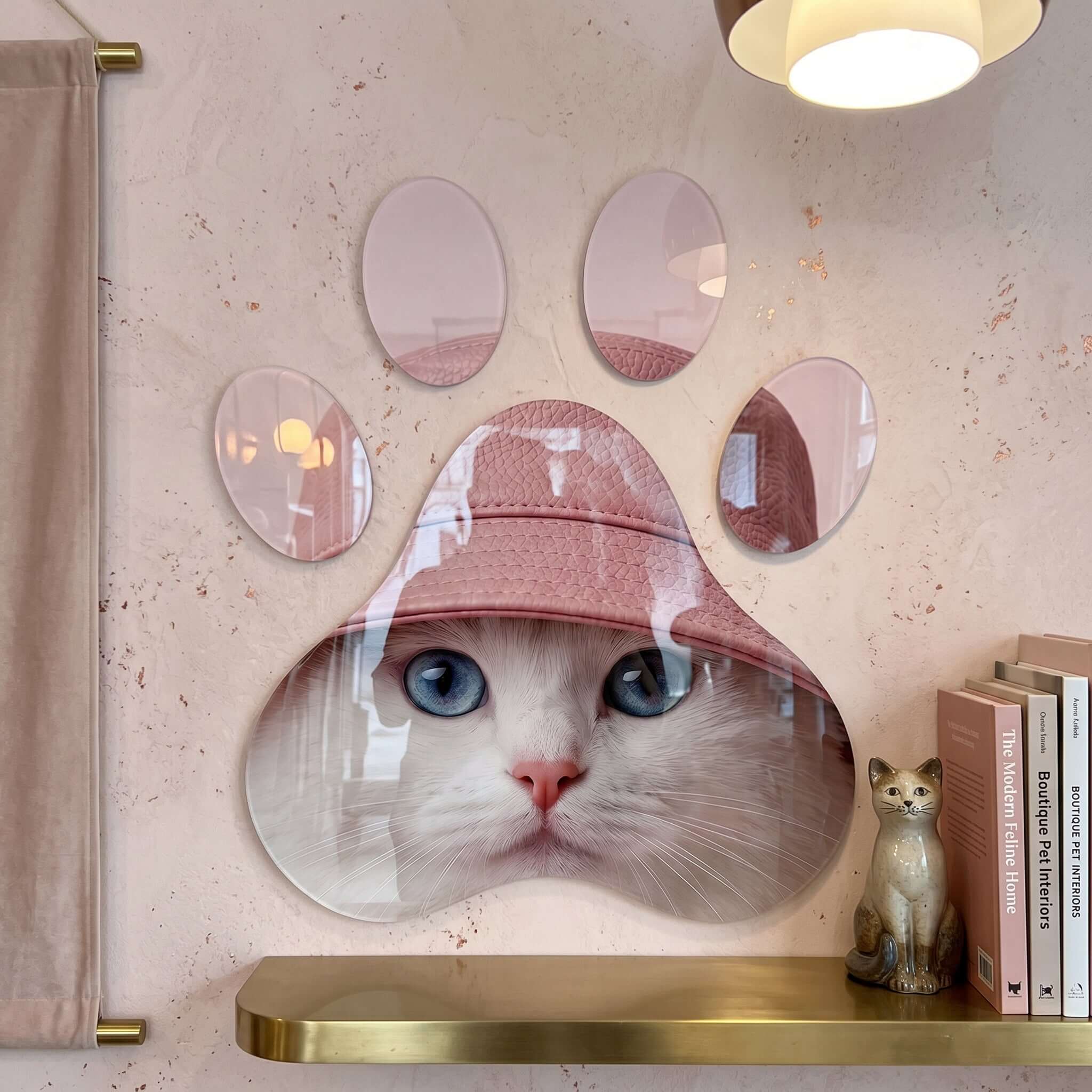 Cuadro Huella de Gato con Sombrero Rosa | Decoración Original
