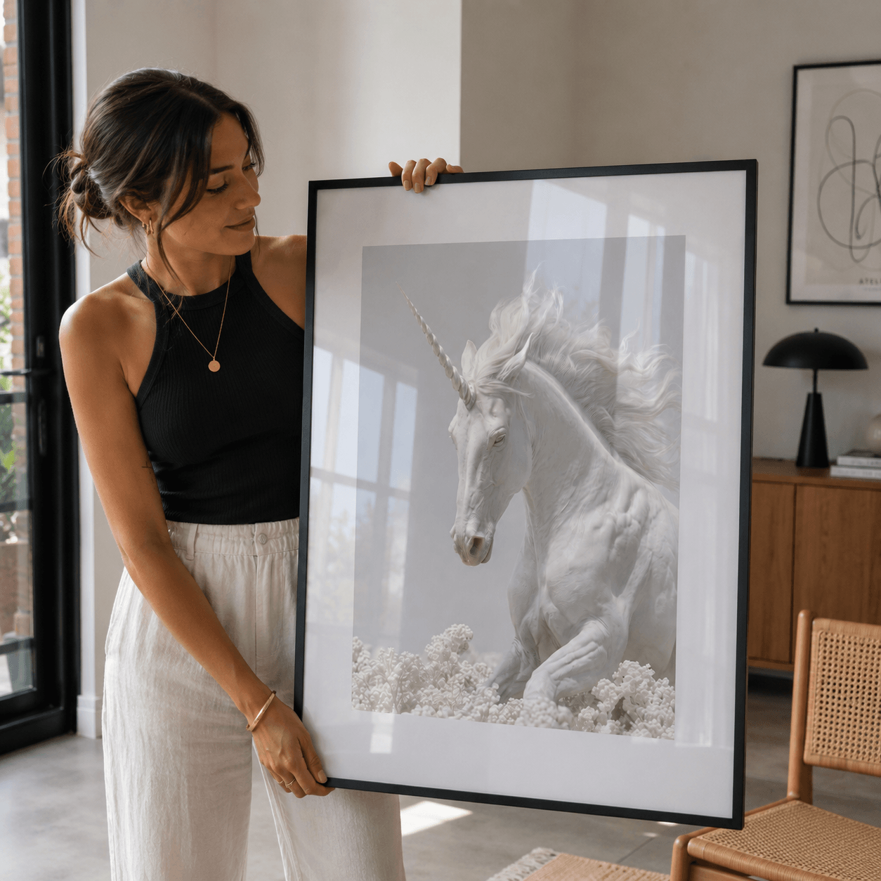Cuadro Póster Unicornio Blanco | Decoración de Fantasía