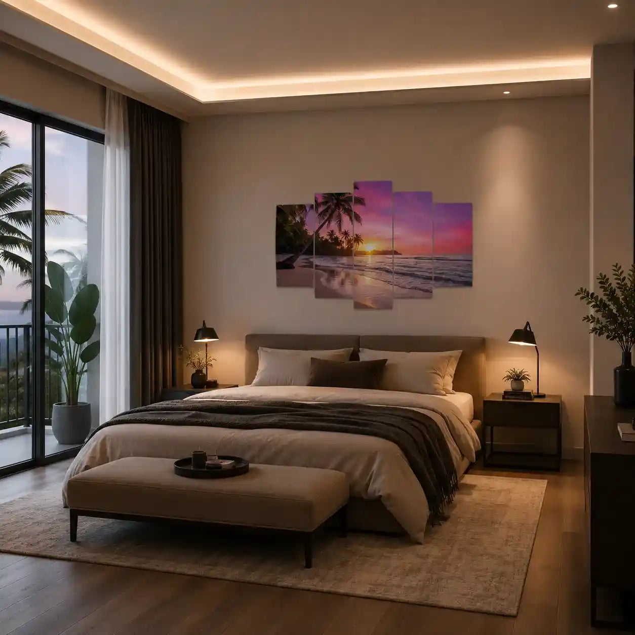 Cuadro de Metacrilato Playa al Atardecer | Decoración Tropical