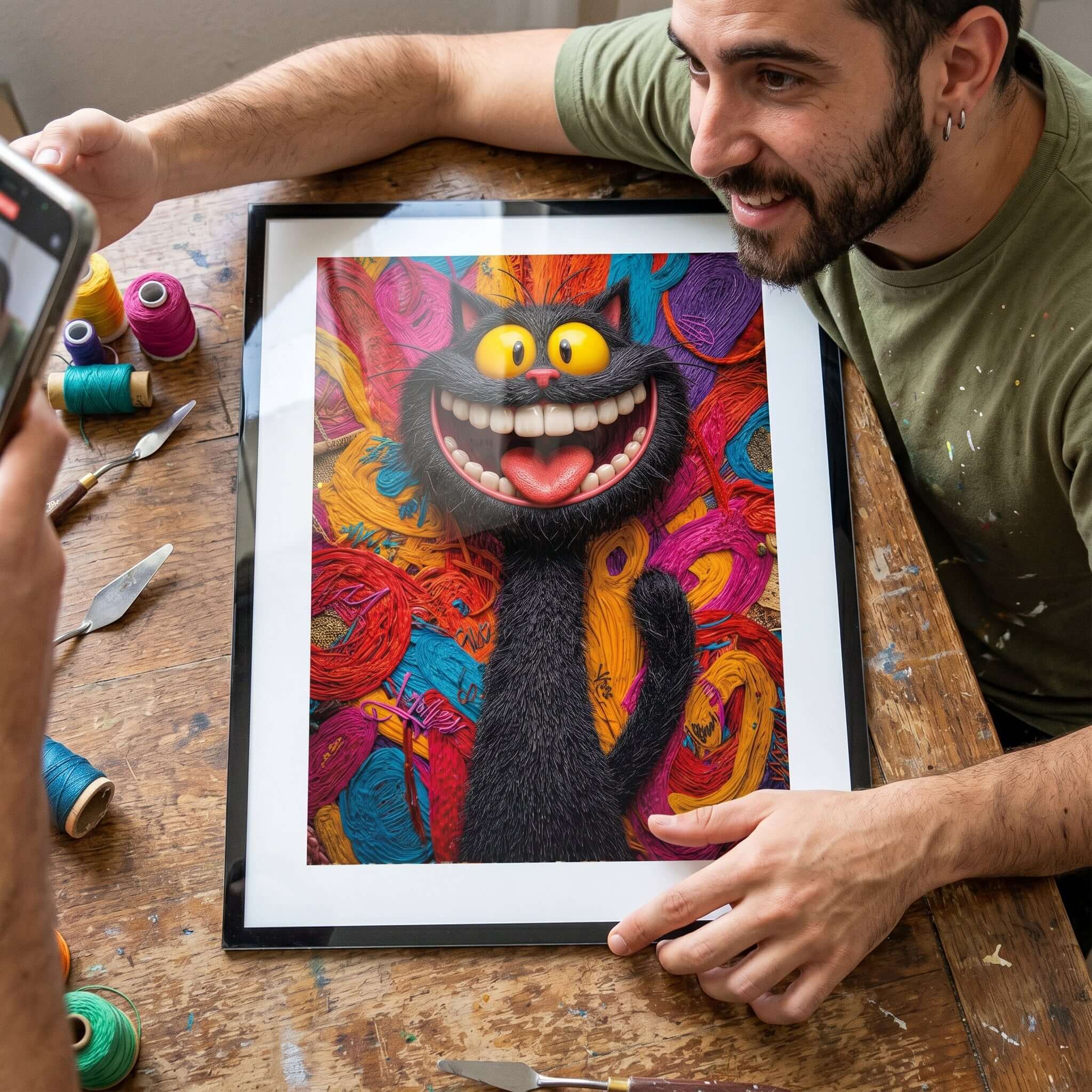 Cuadro Póster Gato Sonriente | Decoración Pop Art