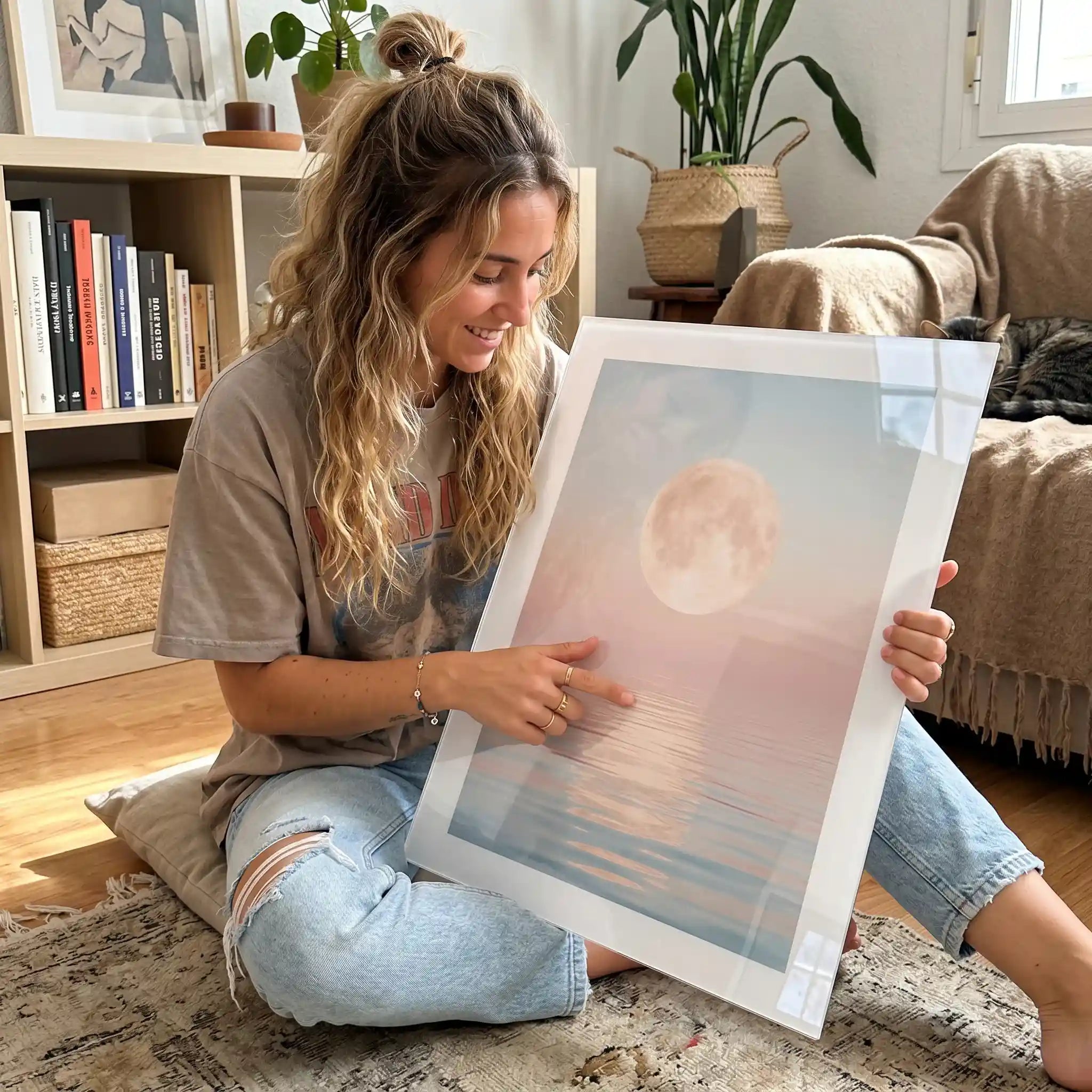Cuadro Póster Luna Rosa sobre el Mar | Moonlight