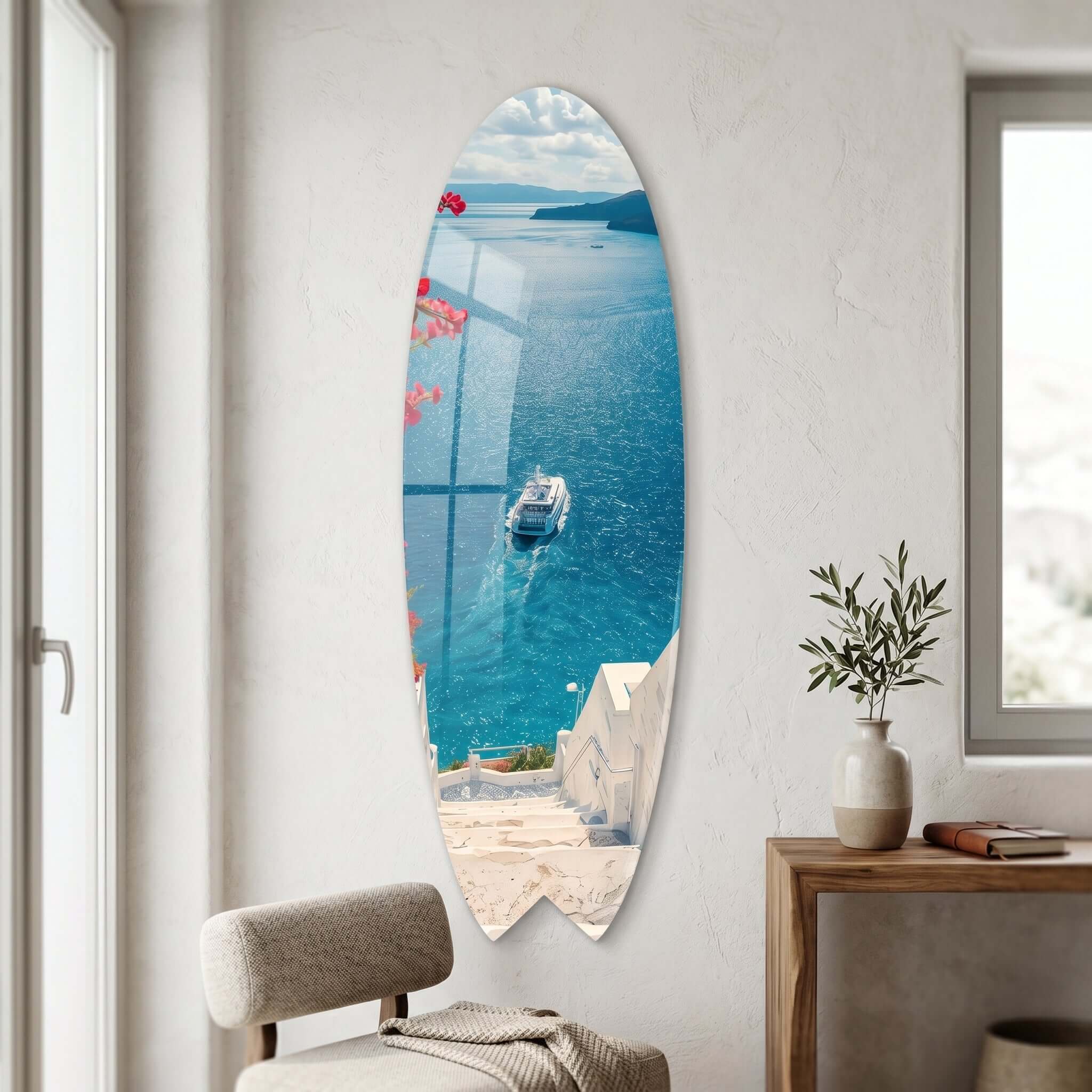 Cuadro Tabla de Surf Mar Egeo | Decoración Mediterránea