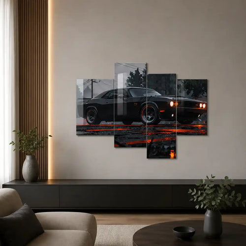 Cuadro de Metacrilato Dodge Challenger Negro | Decoración de Coches