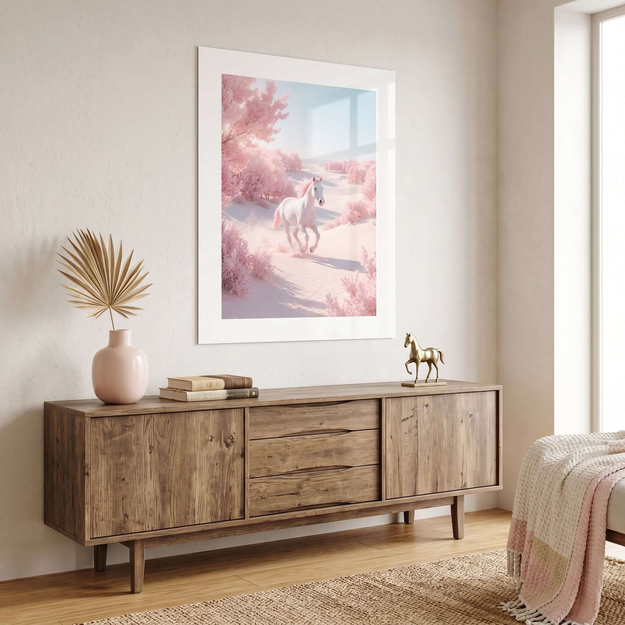 Cuadro Póster Caballo Rosa | Decoración en Tonos Pastel