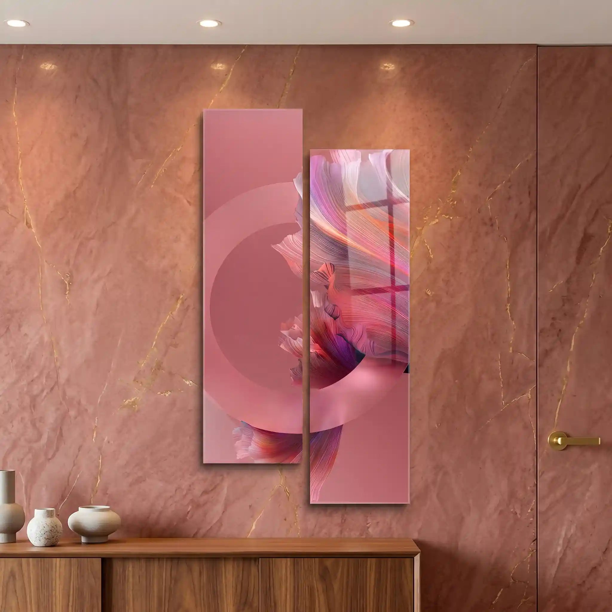 Cuadro Díptico Abstracto Rosa | Fluidez Contemporánea