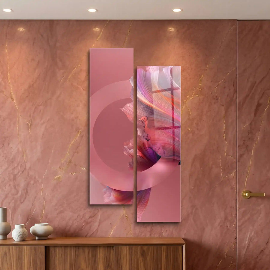 Cuadro Díptico Abstracto Rosa | Fluidez Contemporánea