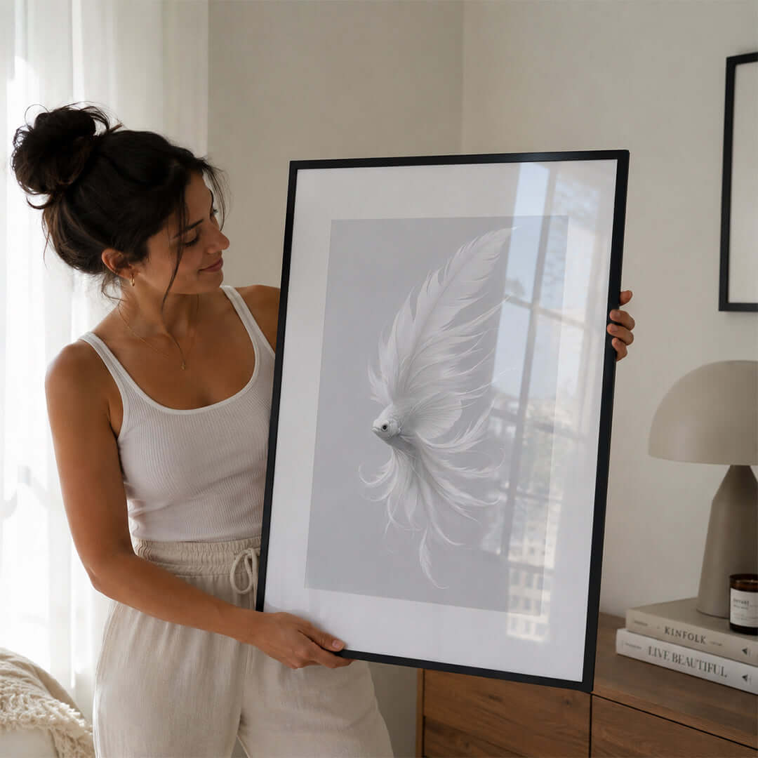 Cuadro Póster Pez Blanco | Decoración Minimalista