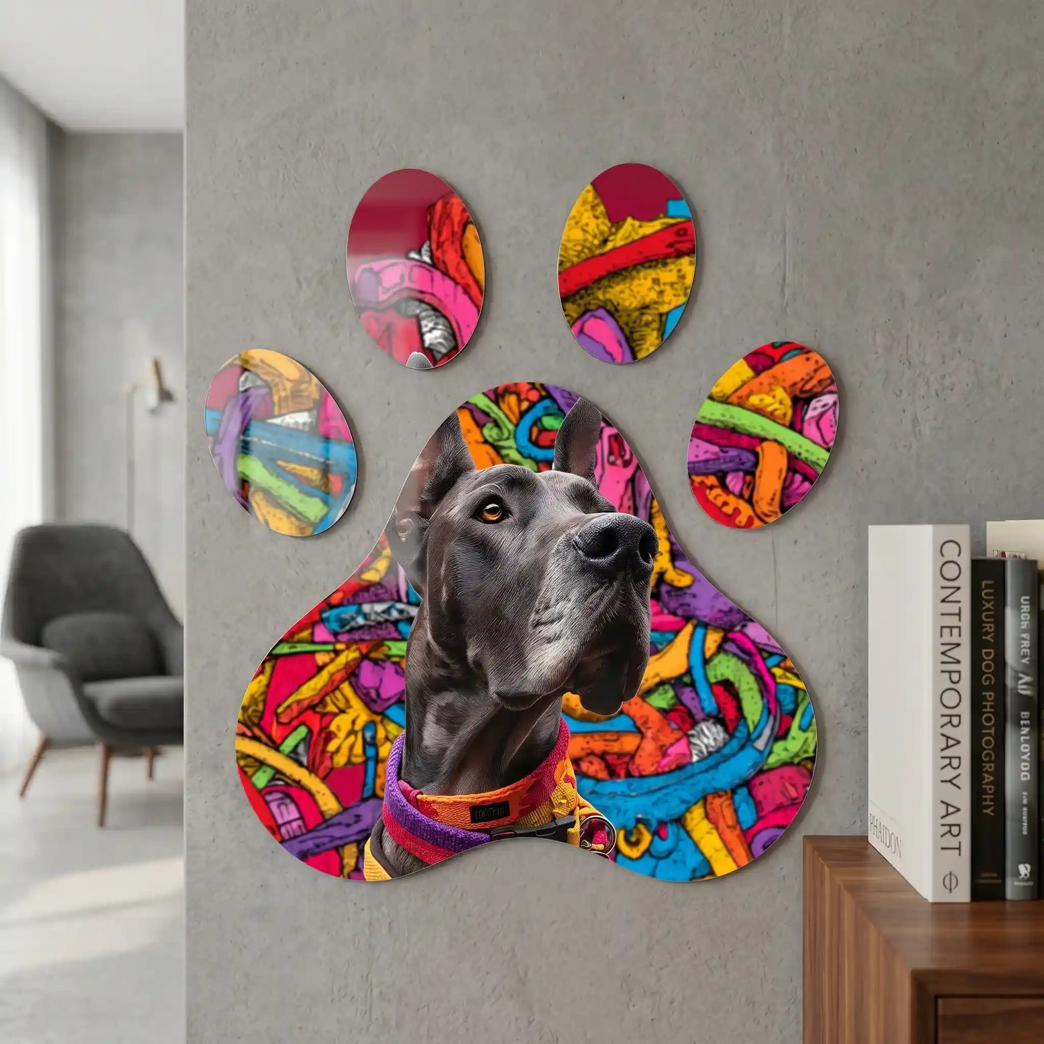 Cuadro Huella Canina | Gran Danés | Estilo Graffiti
