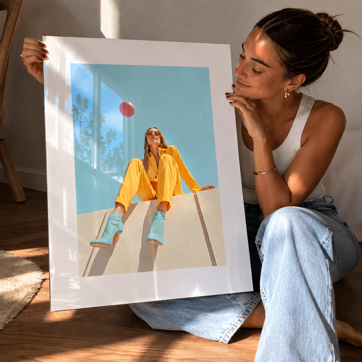 Cuadro Póster Mujer con Traje Amarillo | Decoración Moderna