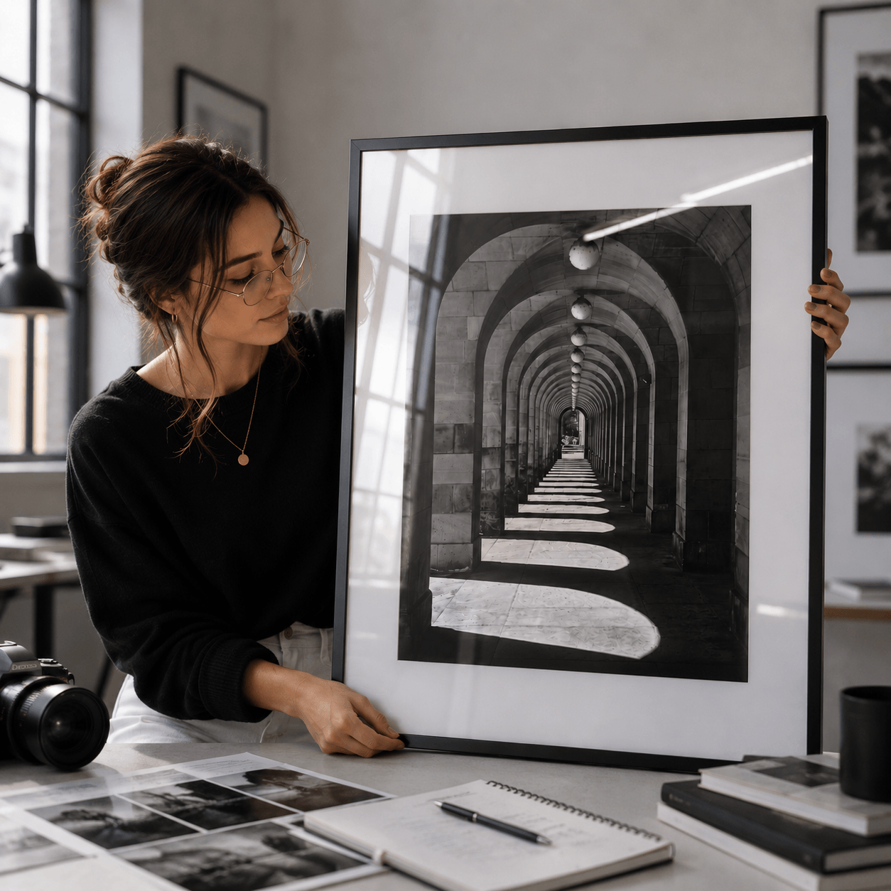 Cuadro Póster Pasillo de Arcos | Decoración Arquitectónica