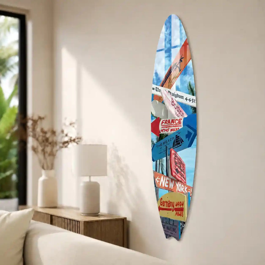 Cuadro Decorativo Tabla de Surf | Estilo Viajero Vintage