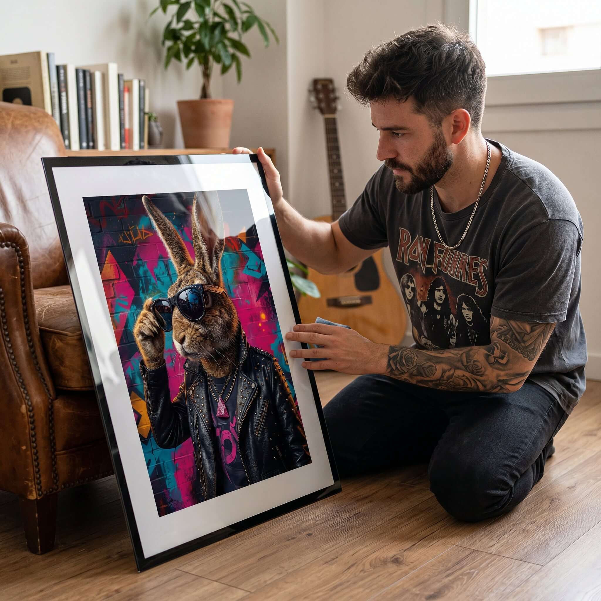 Cuadro Póster Conejo Rockero | Decoración Pop Art