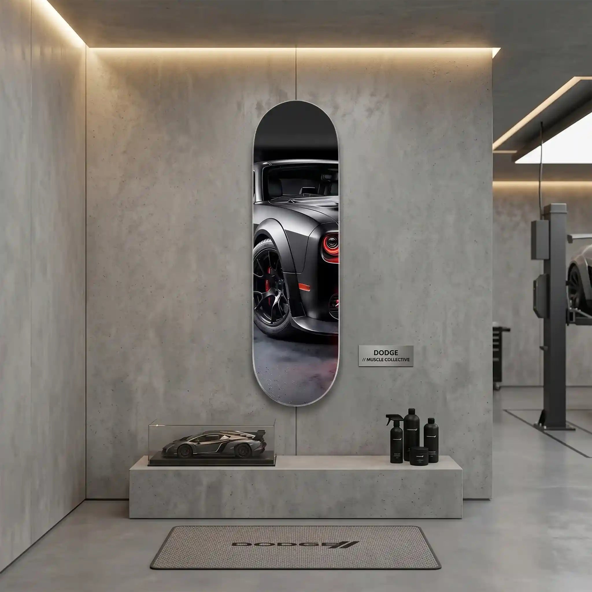 Cuadro Patineta con Coche Deportivo Negro | Muscle Car Negro
