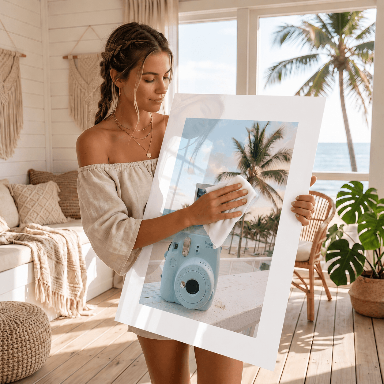 Cuadro Póster Cámara Polaroid | Decoración Tropical