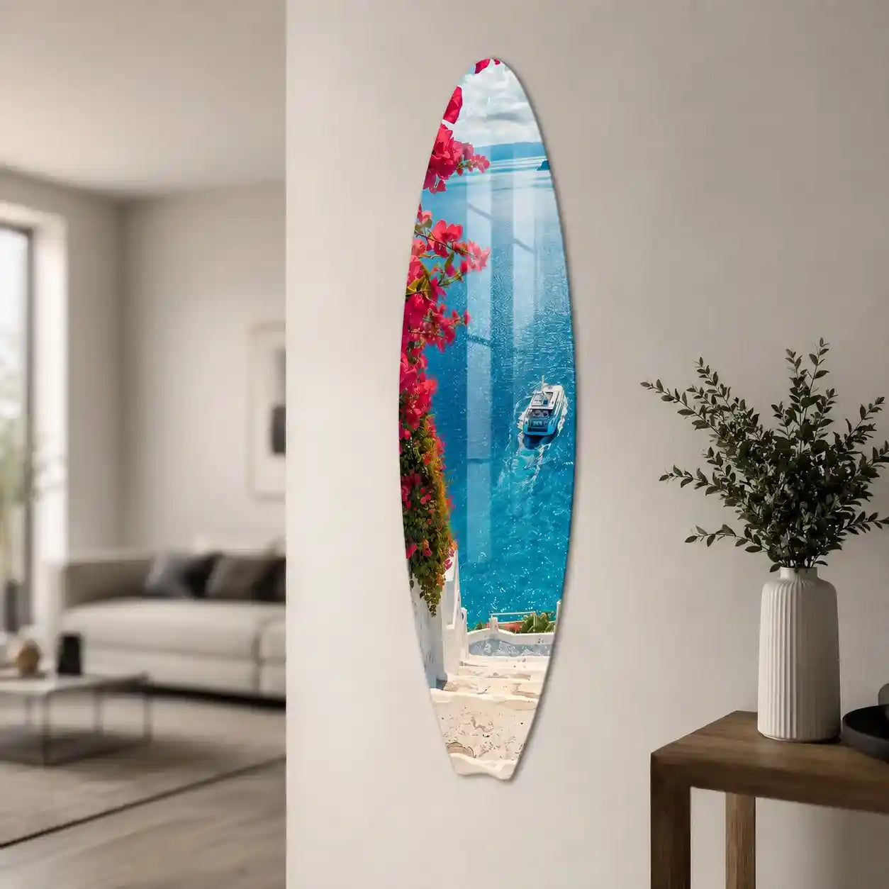Cuadro Vertical Tabla Surf Mediterráneo Azul