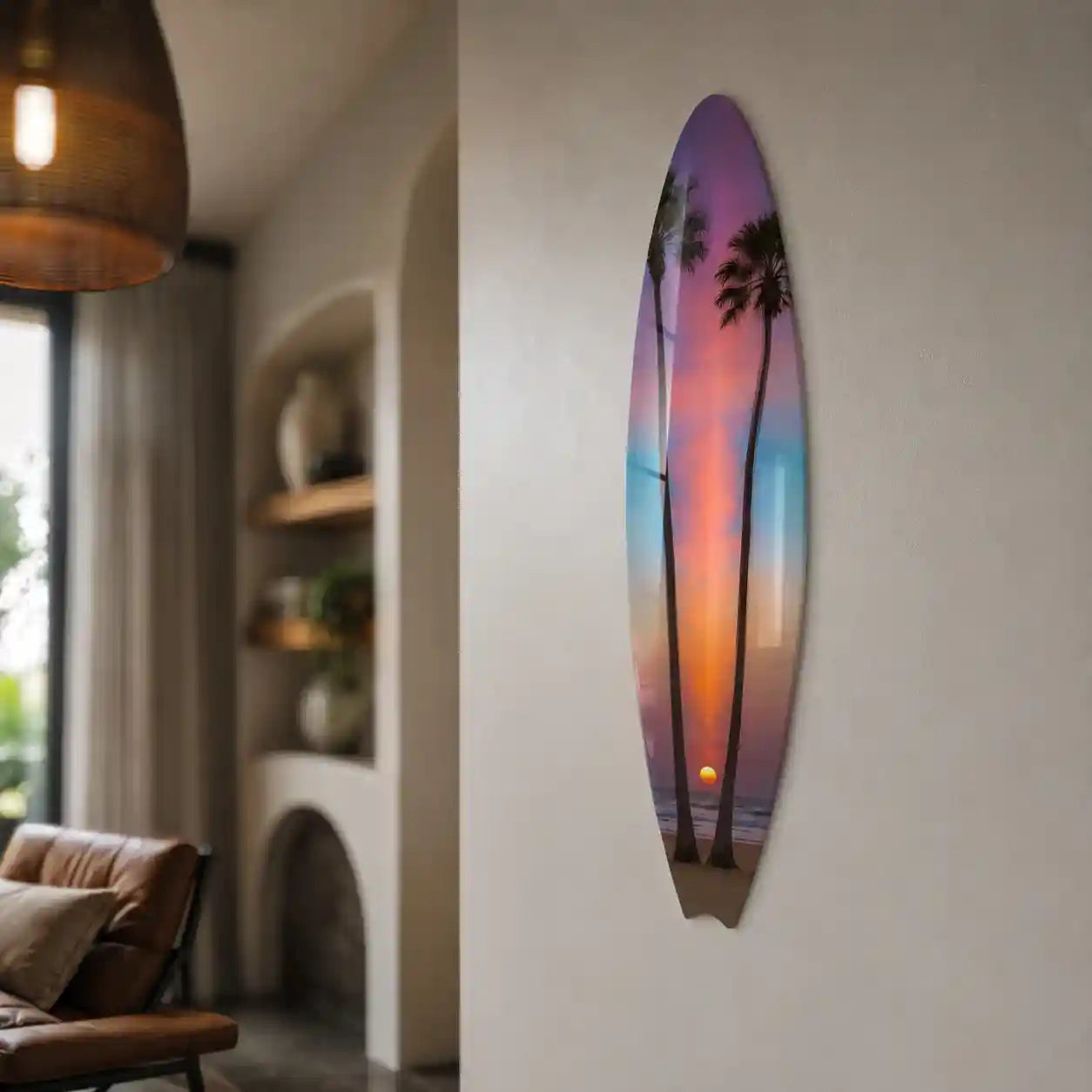 Cuadro Vertical Tabla Surf | Palmeras Sunset