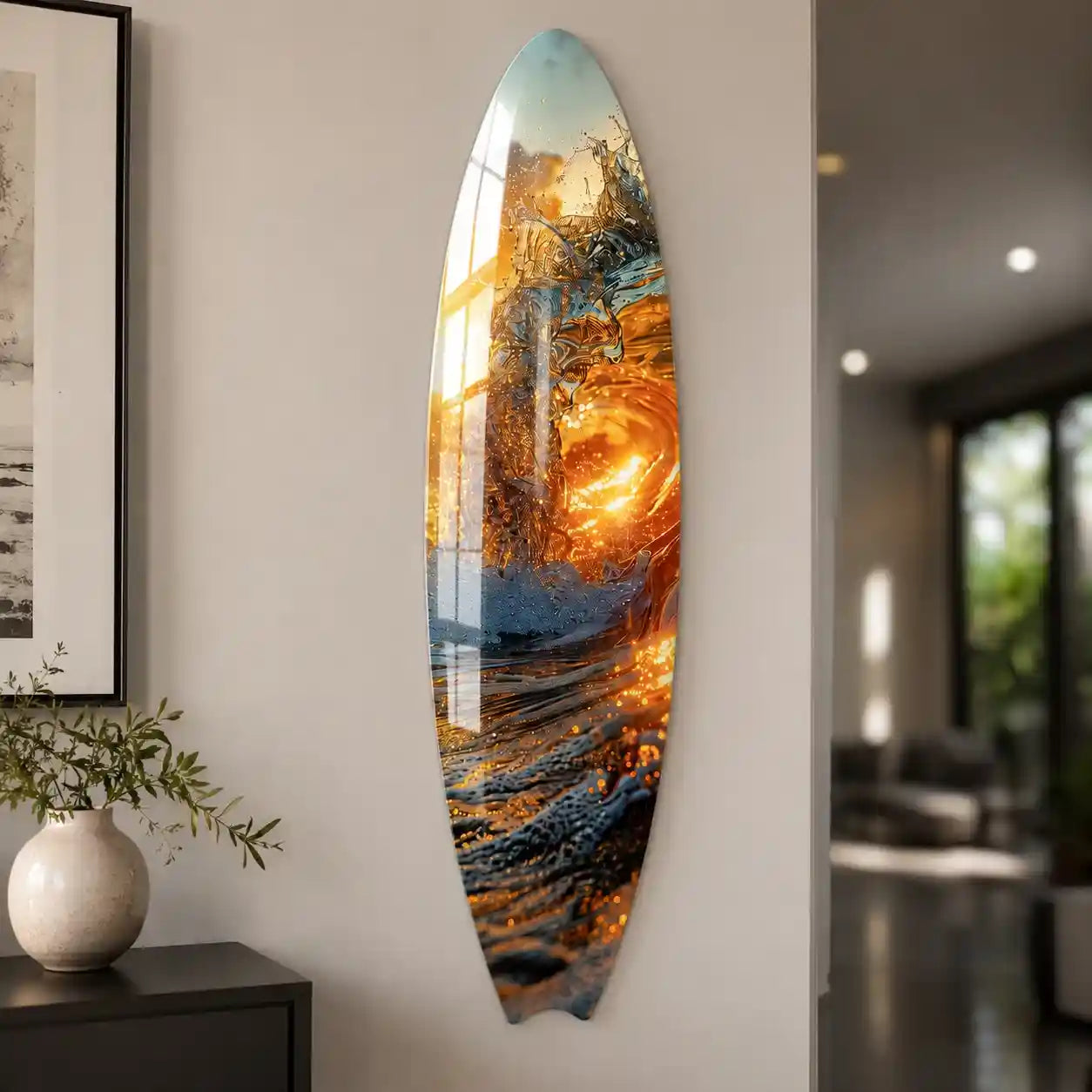 Cuadro Vertical Tabla Surf | Ola Dorada