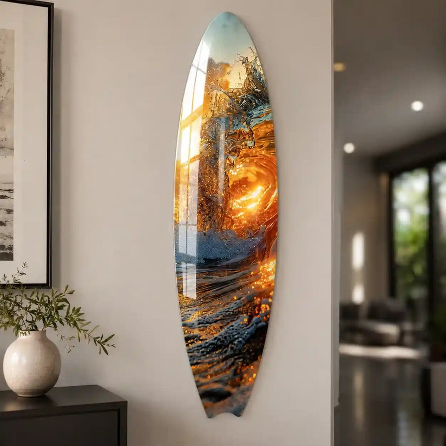 Cuadro Vertical Tabla Surf | Ola Dorada