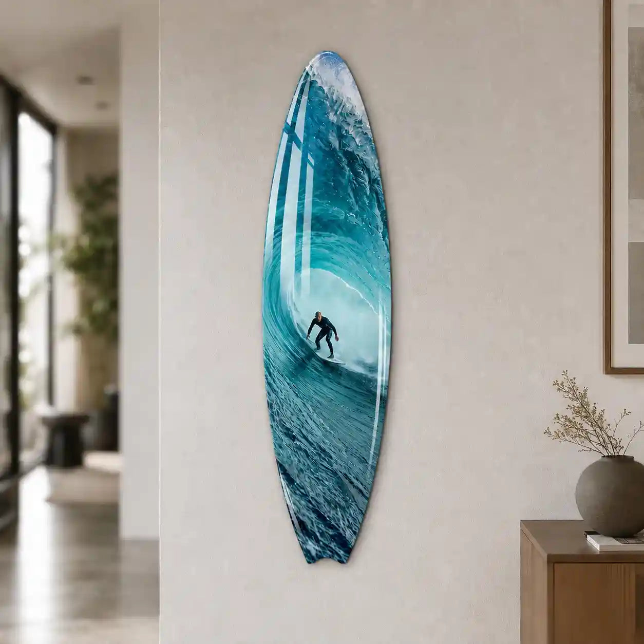 Cuadro Tabla de Surf con Ola Tubular | Decoración Costera