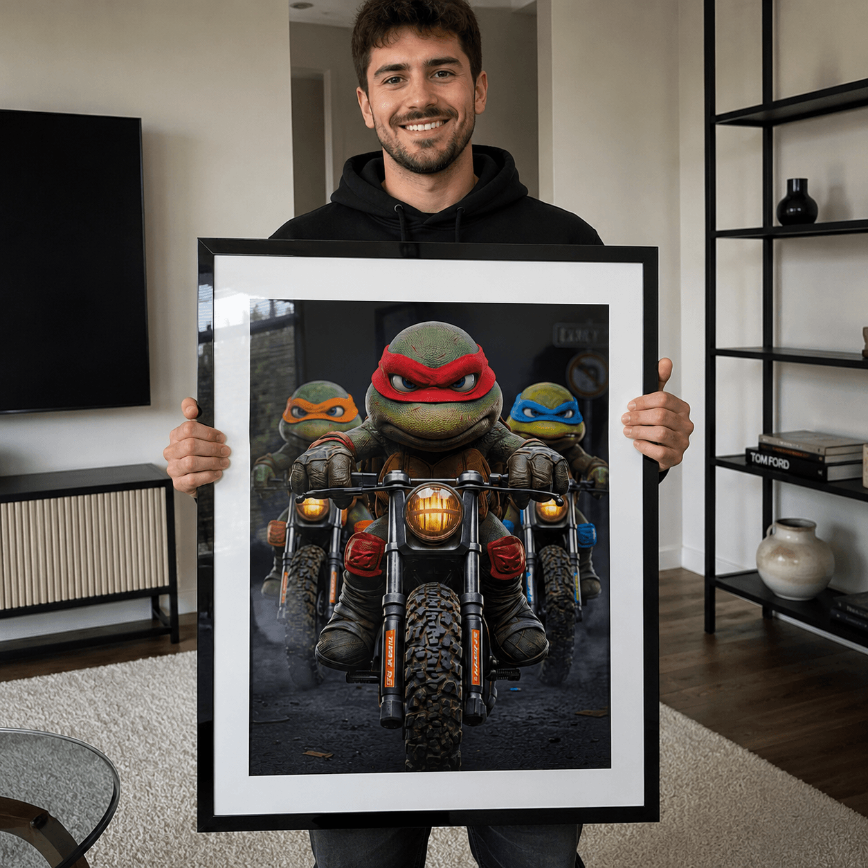 Cuadro Póster Tortugas Ninja en Moto | Decoración Urbana