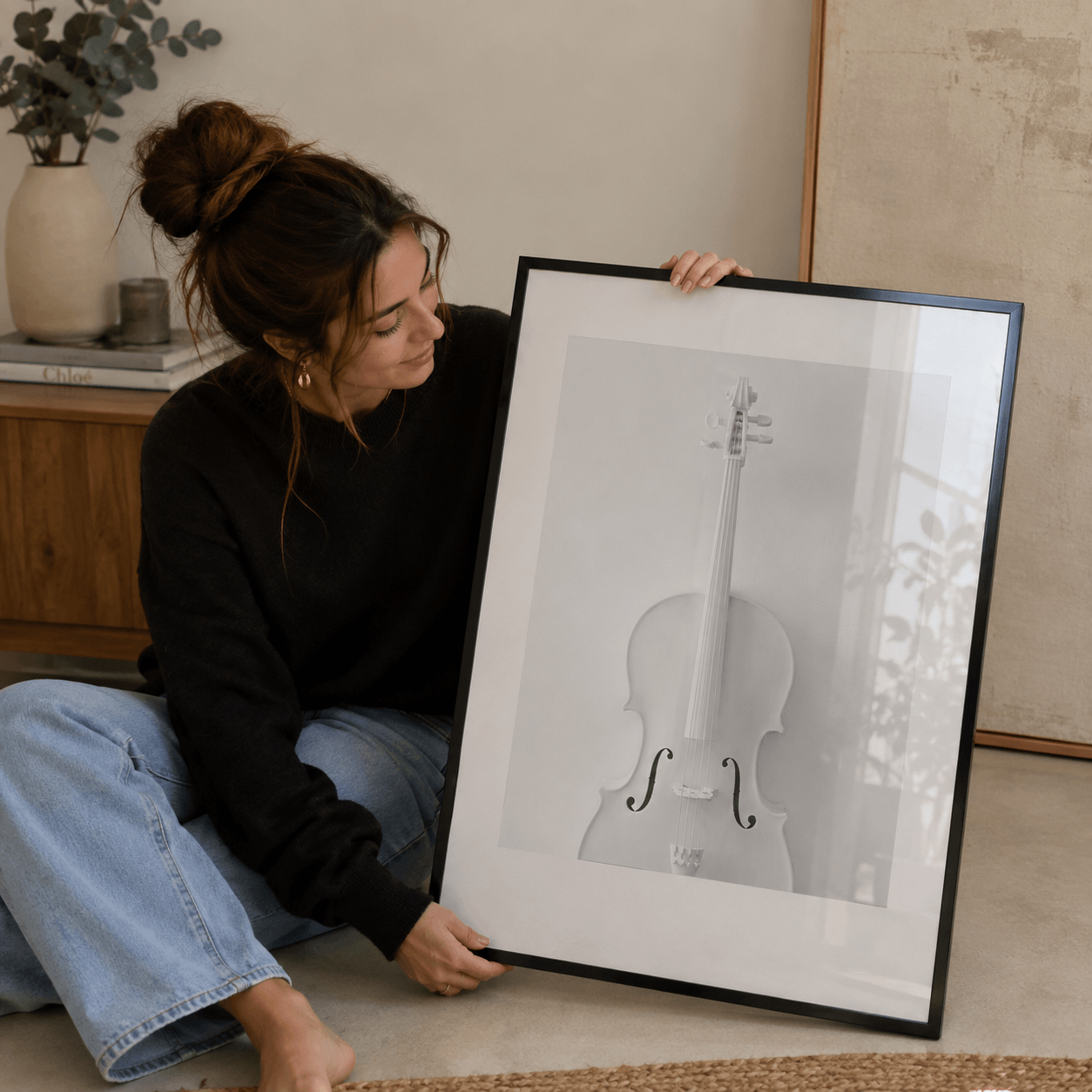 Cuadro Póster Violín Blanco | Decoración Musical Minimalista
