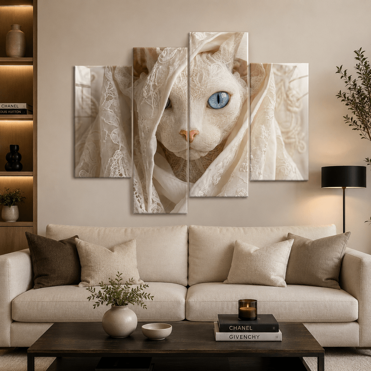 Cuadro de Metacrilato Gato Blanco | Decoración Elegante