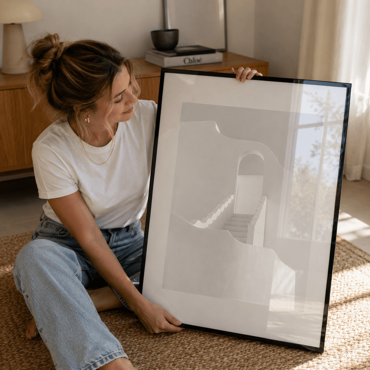 Cuadro Póster Escaleras Blancas | Decoración Minimalista