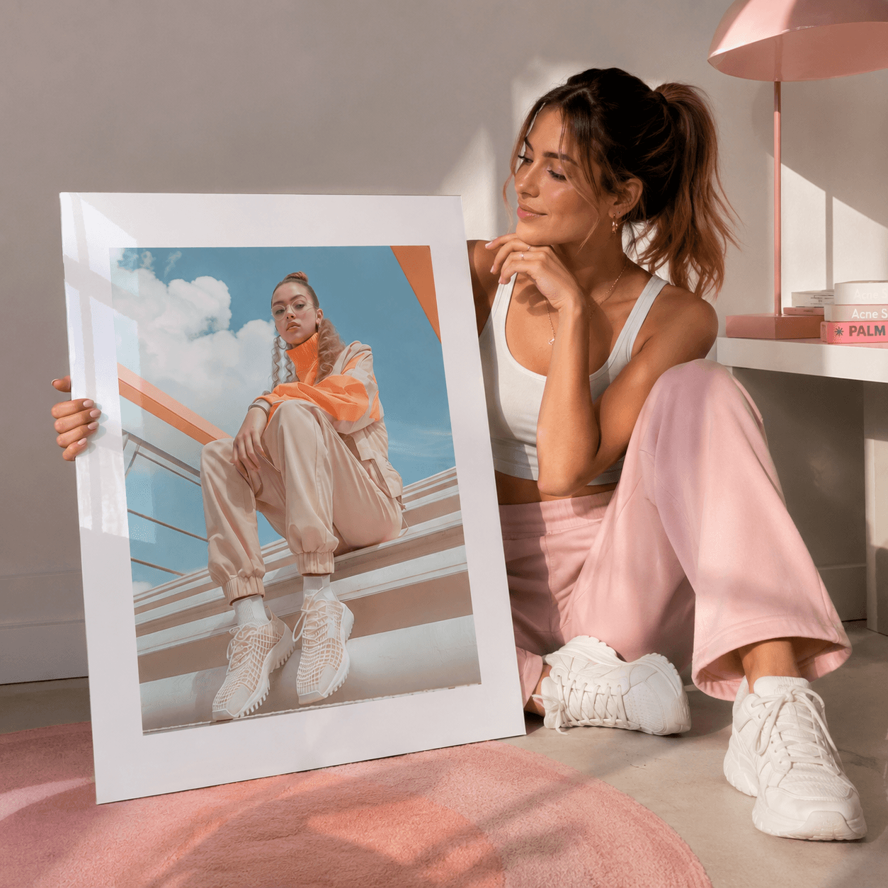 Cuadro Póster Mujer con Moda Urbana | Decoración Pastel