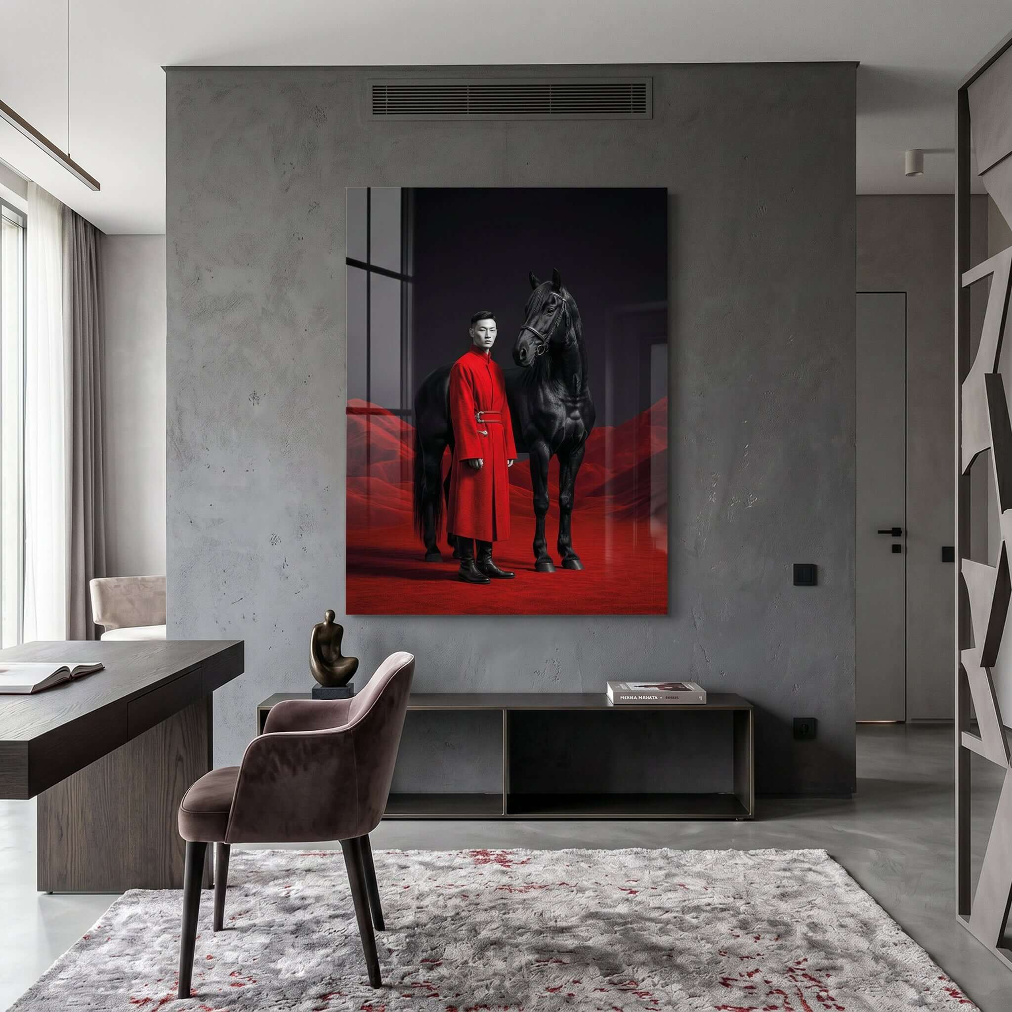 Cuadro Póster Caballo y Hombre de Rojo | Decoración Moderna