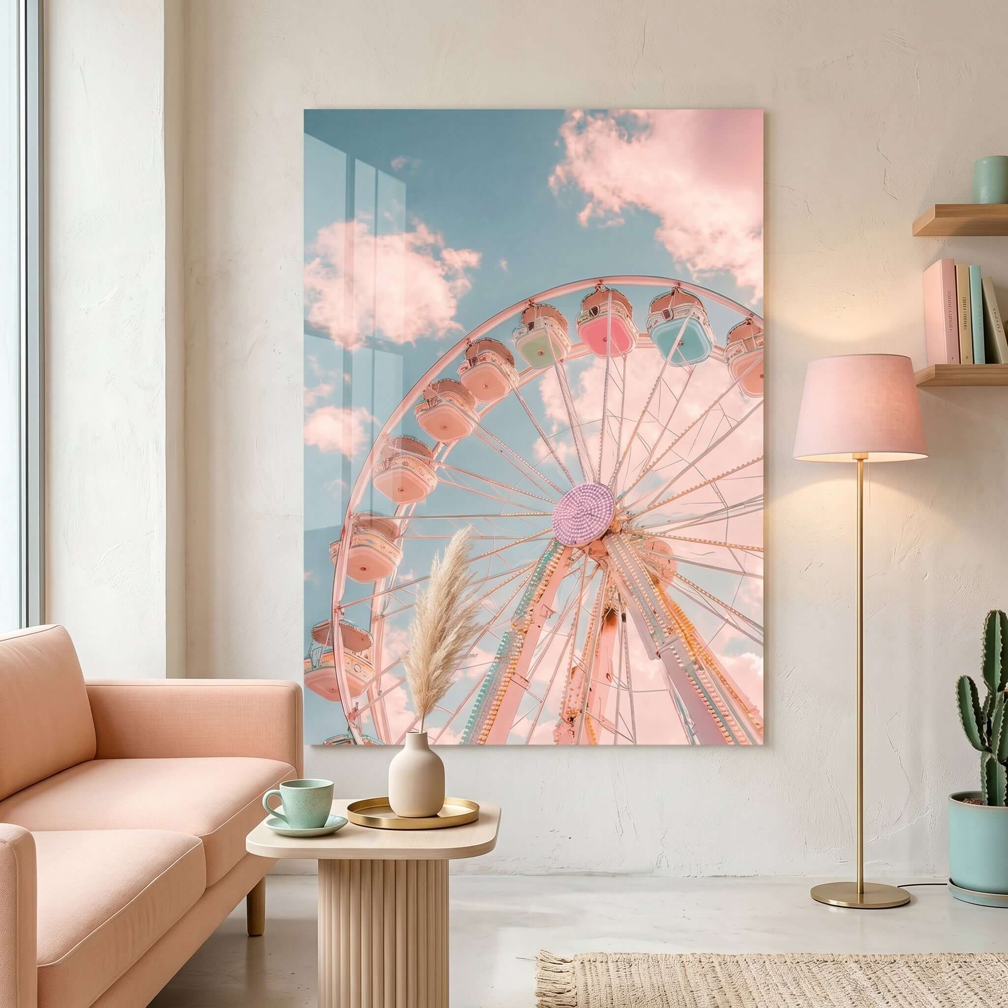 Cuadro Póster Noria Rosa | Decoración Pastel