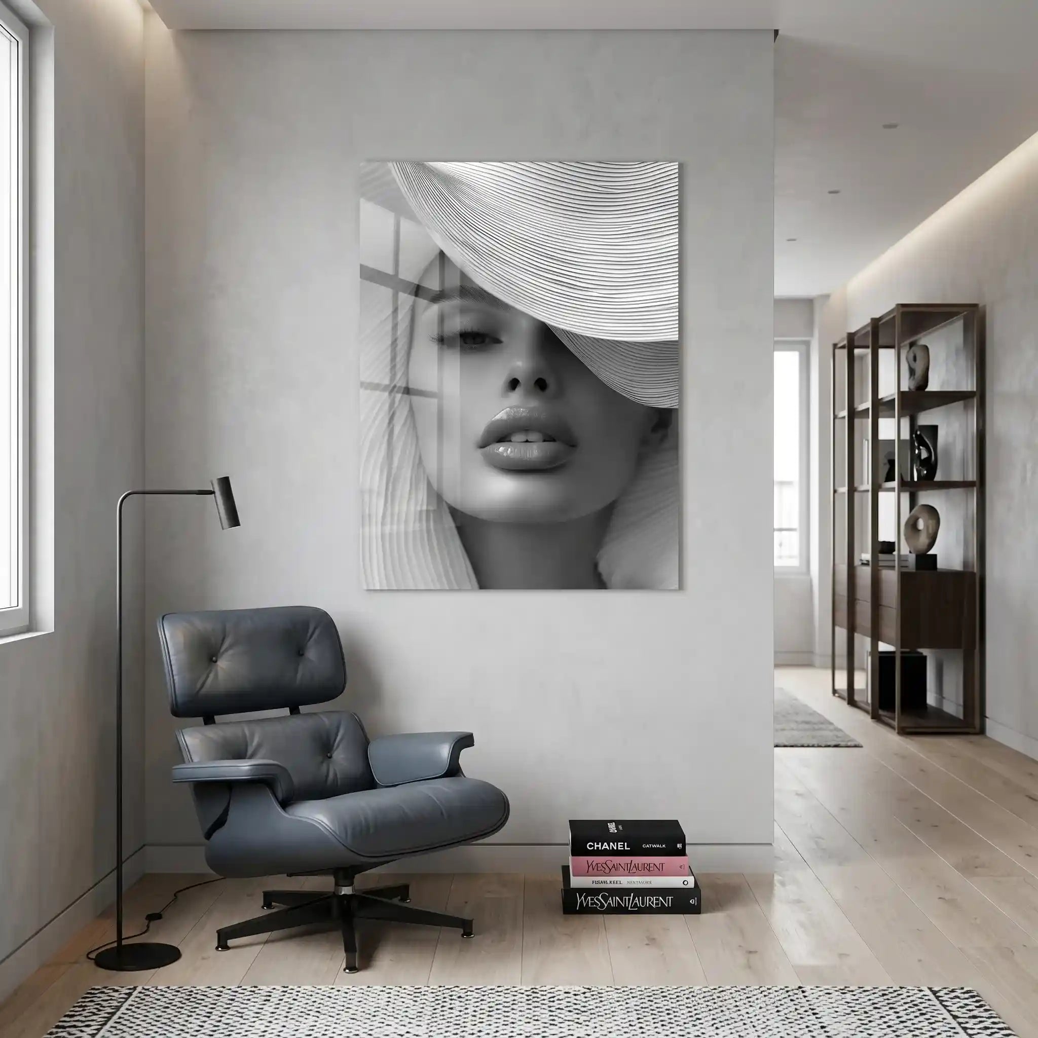 Cuadro Elegancia Bajo el Sombrero | Blanco y Negro