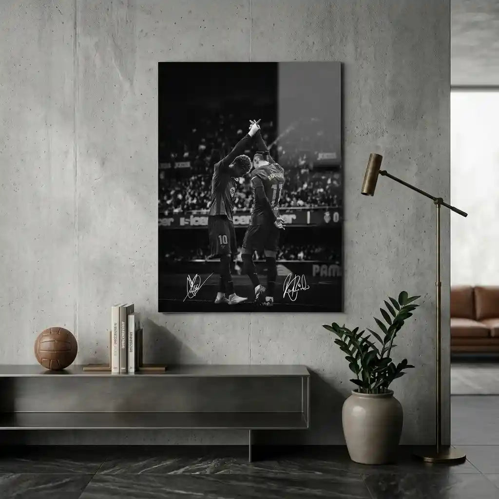 Cuadro Póster Lamine Yamal y Raphinha | Decoración de Fútbol