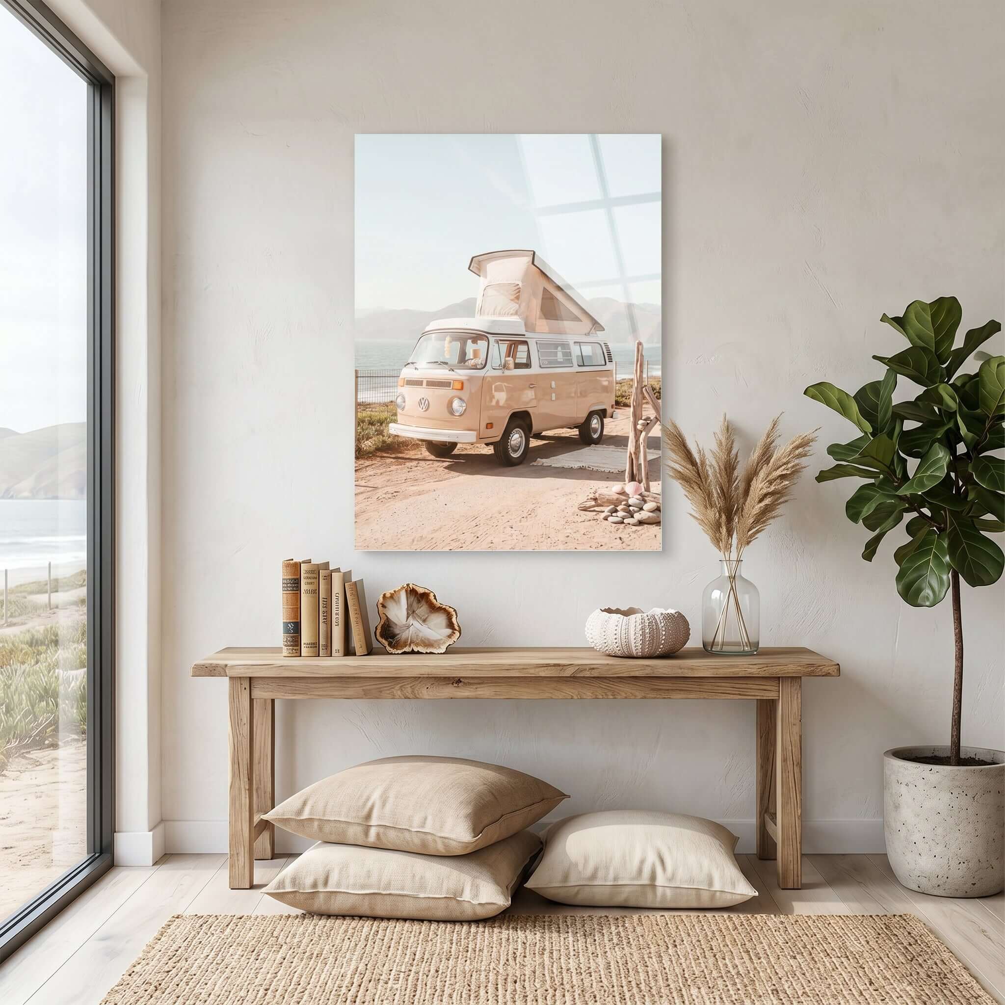 Cuadro Póster Furgoneta Camper junto al Mar | Decoración Retro