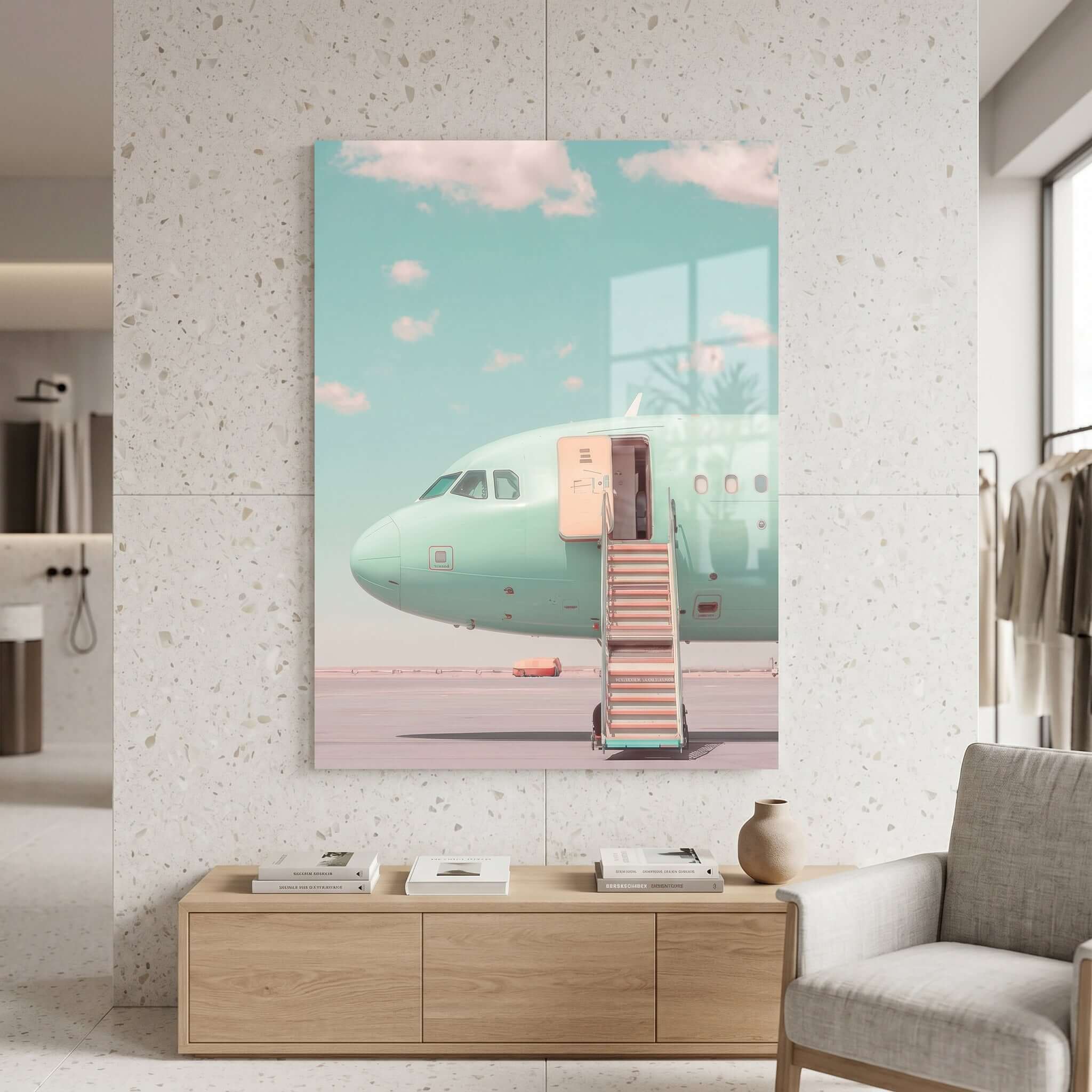 Cuadro Póster Avión en Tonos Pastel | Decoración de Viajes