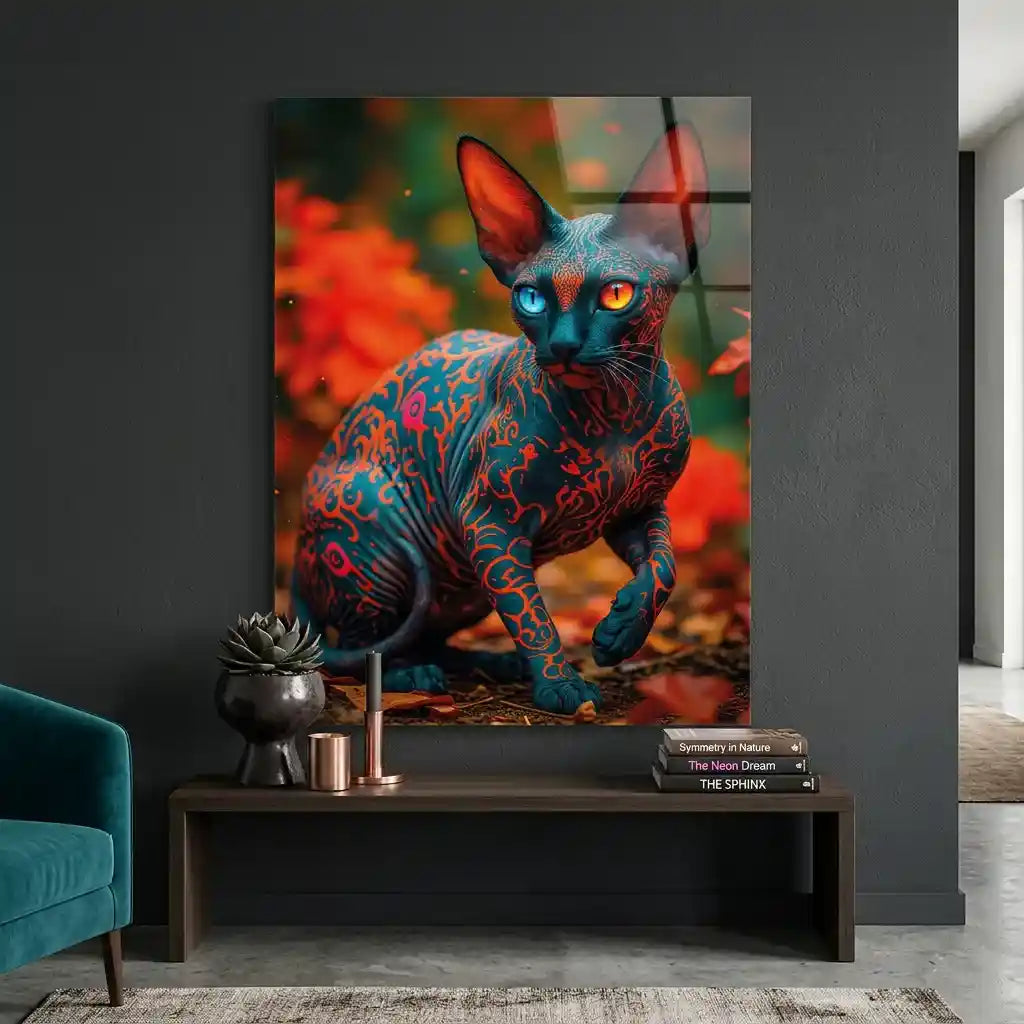 Cuadro Artístico | Gato Sphynx Tribal | Mirada de Fuego
