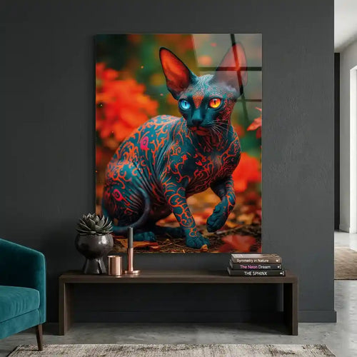 Cuadro Artístico | Gato Sphynx Tribal | Mirada de Fuego
