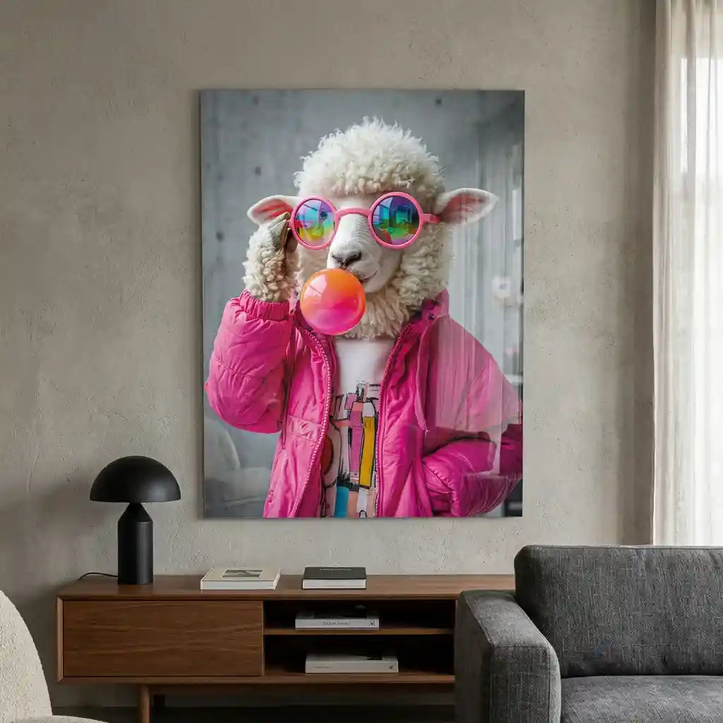 Cuadro Pop Oveja Bubblegum | Rebelde en Rosa