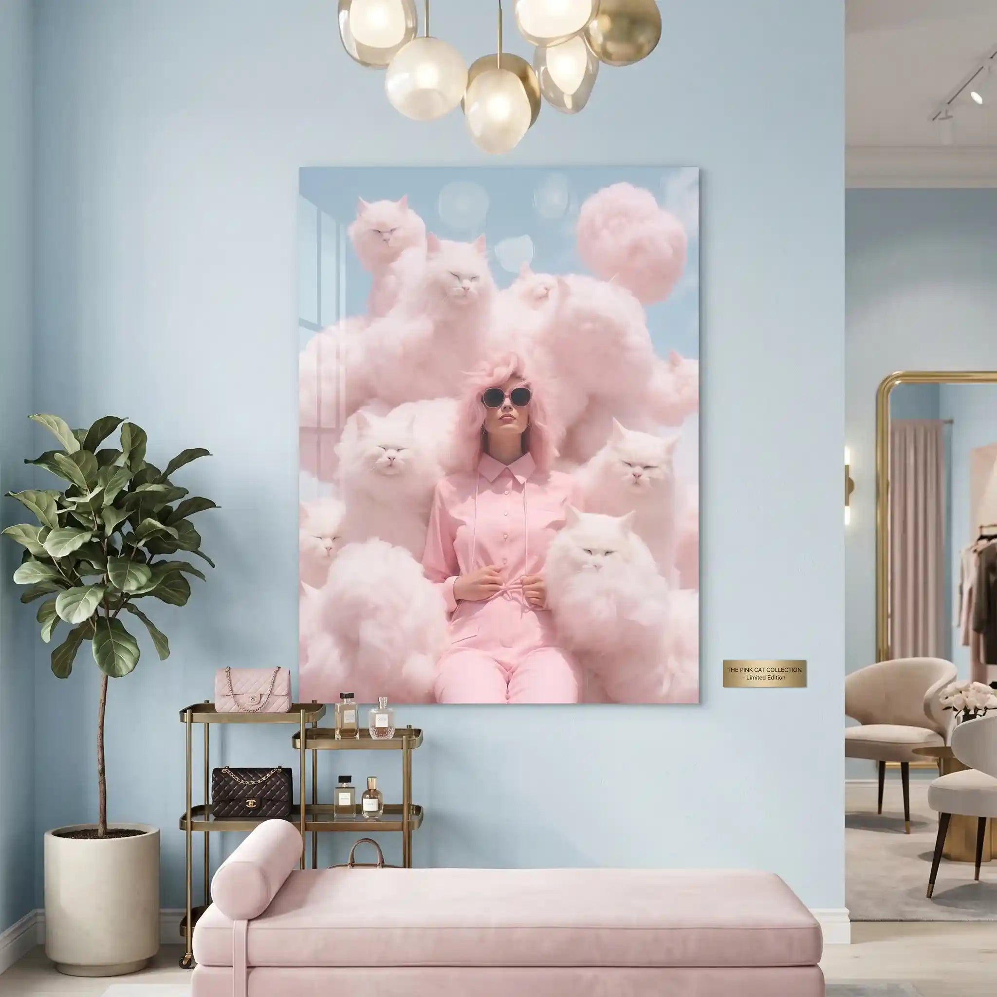 Cuadro Pink Cat Society | Pastel Dream