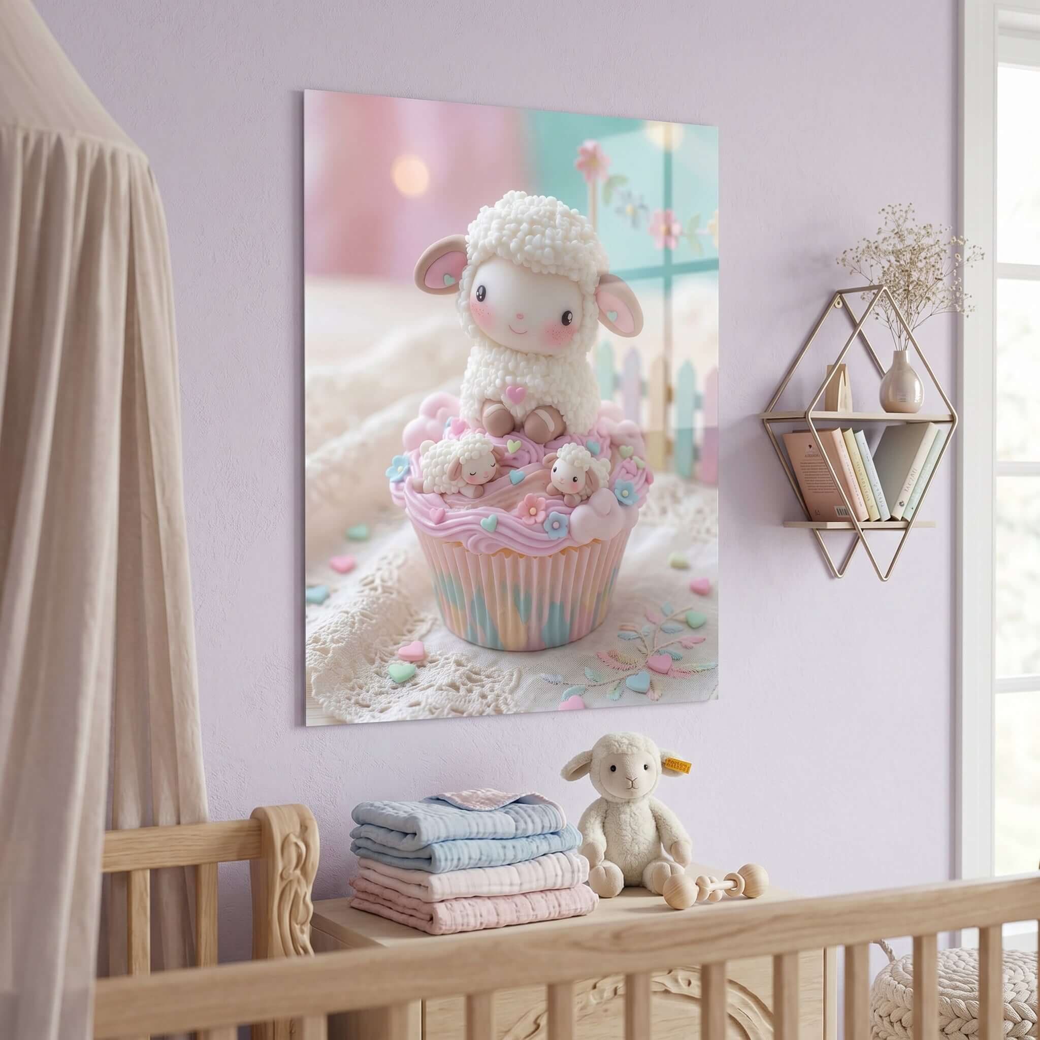 Cuadro Póster Oveja Blanca | Decoración Infantil Pastel