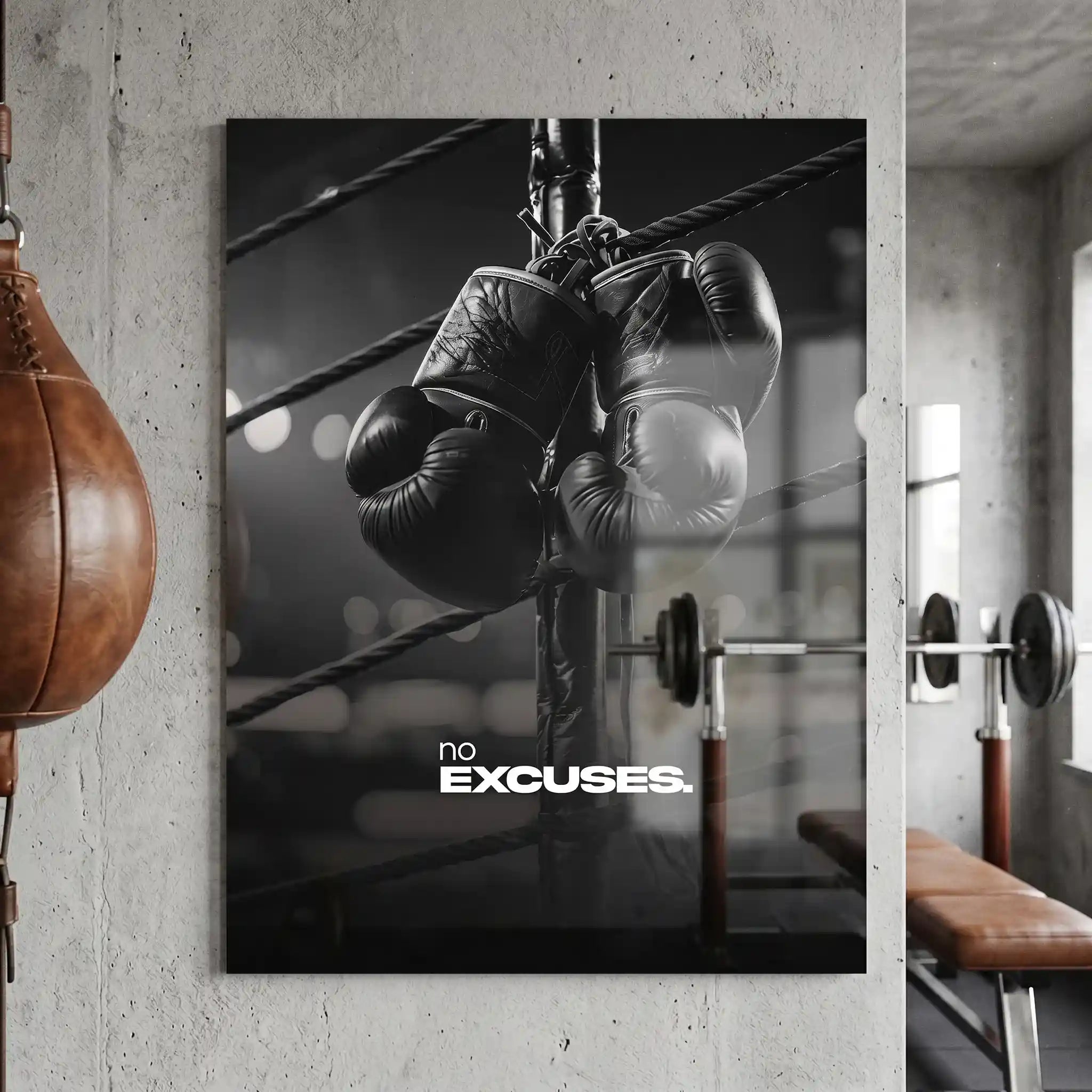 Cuadro Motivacional Boxeo | No Excuses | Disciplina y Superación