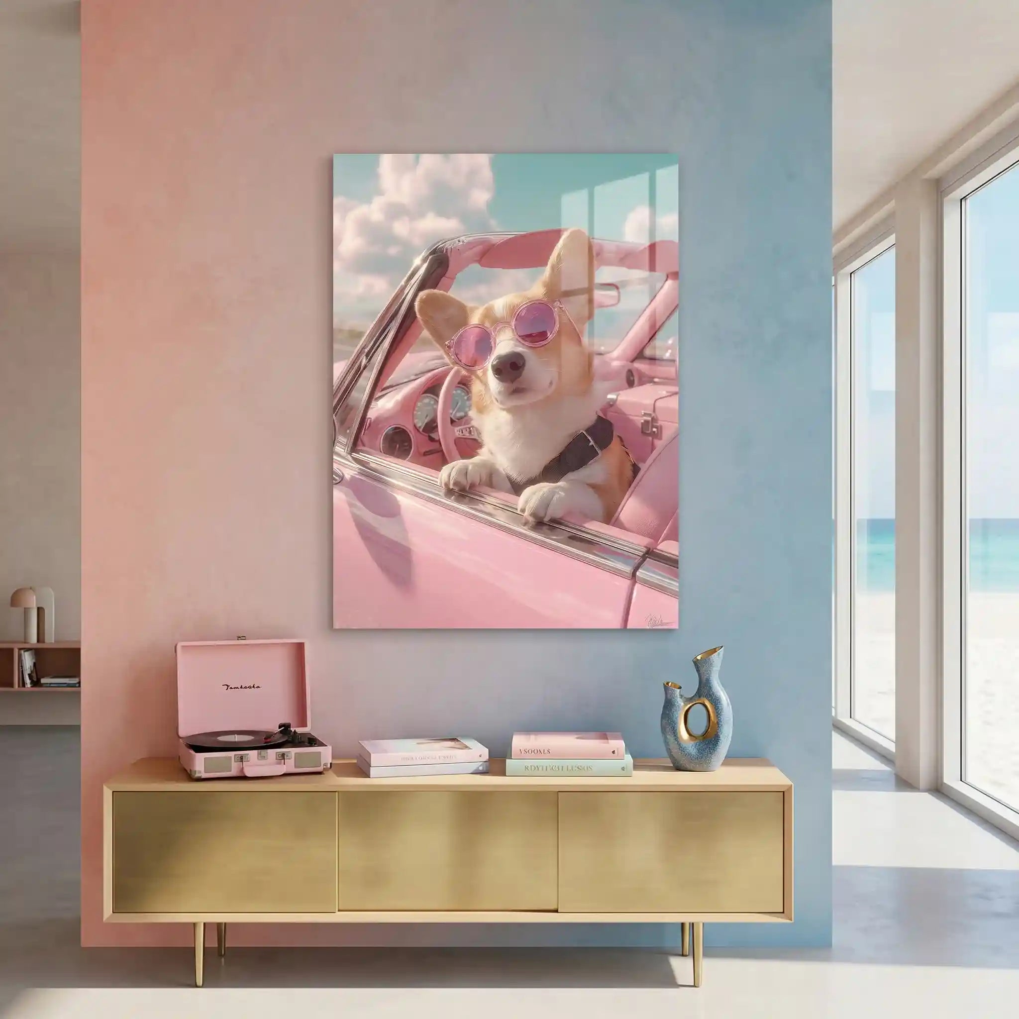 Cuadro Corgi Chic | Paseo Rosa Retro