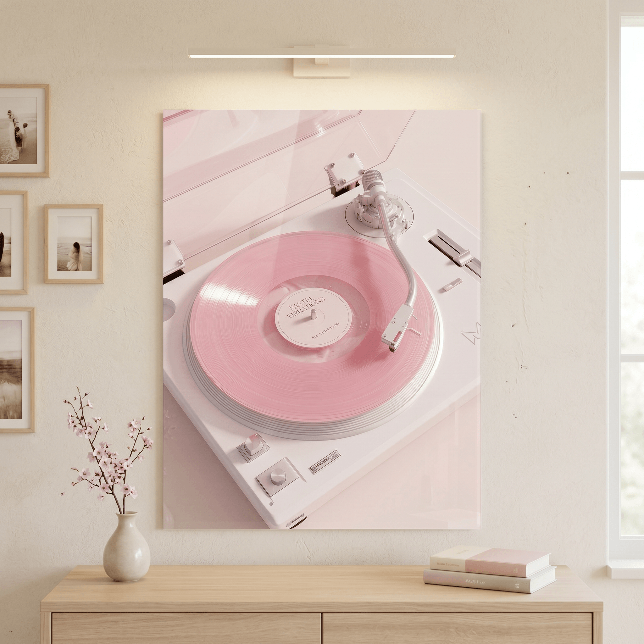 Cuadro Póster Tocadiscos Rosa | Decoración Retro Pastel
