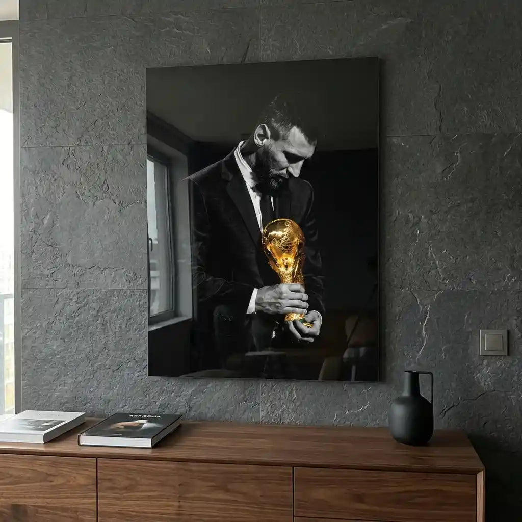 Cuadro Póster Lionel Messi Balón de Oro | Decoración de Fútbol